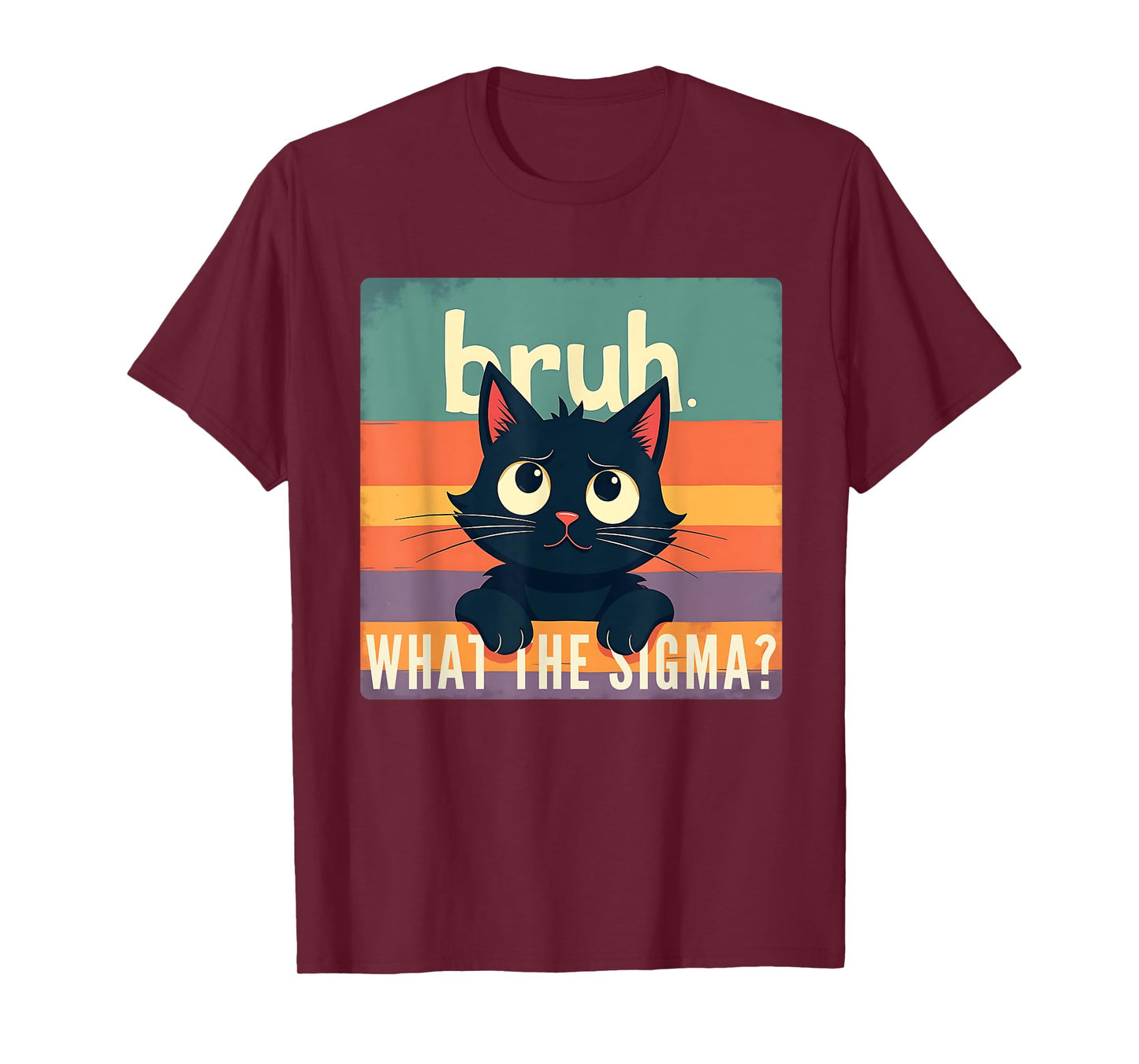 Bruh Cat What The Sigma Funny Meme Vintage Kids Youth T-Shirt
