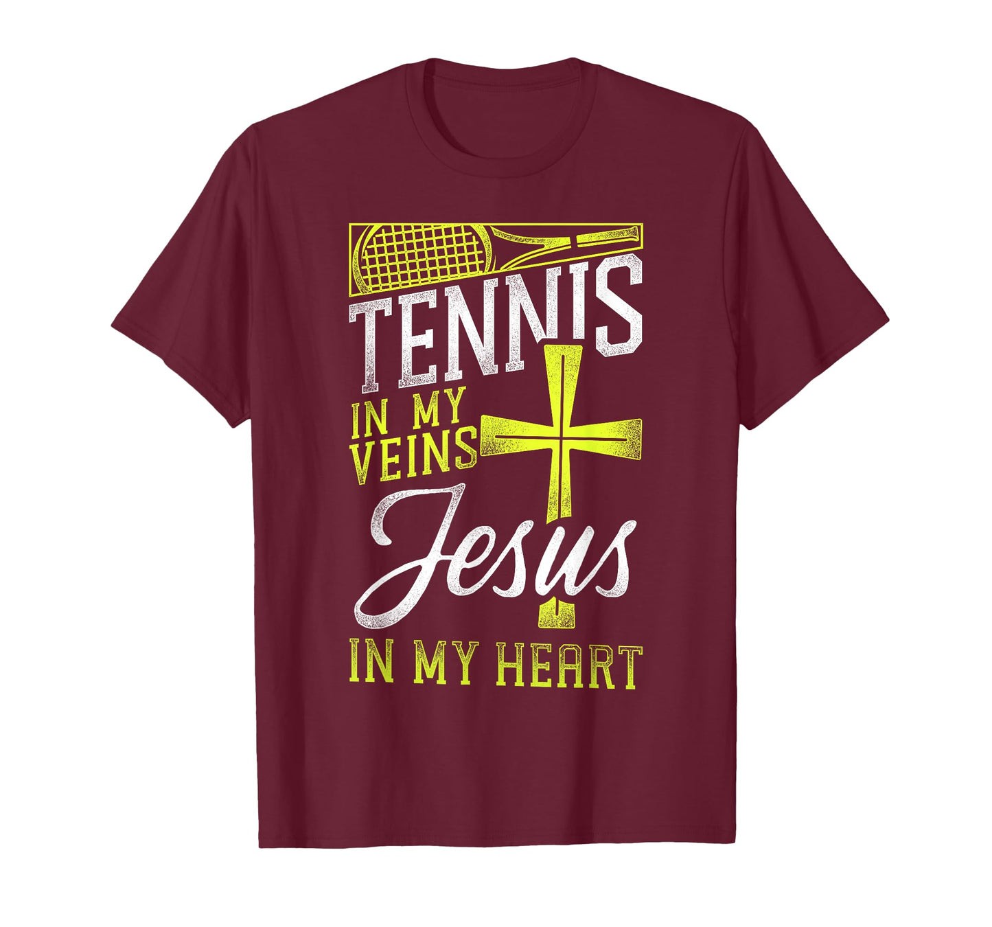 Funny Tennis Player Racket Jesus Faith Christian Tennis In T-Shirt