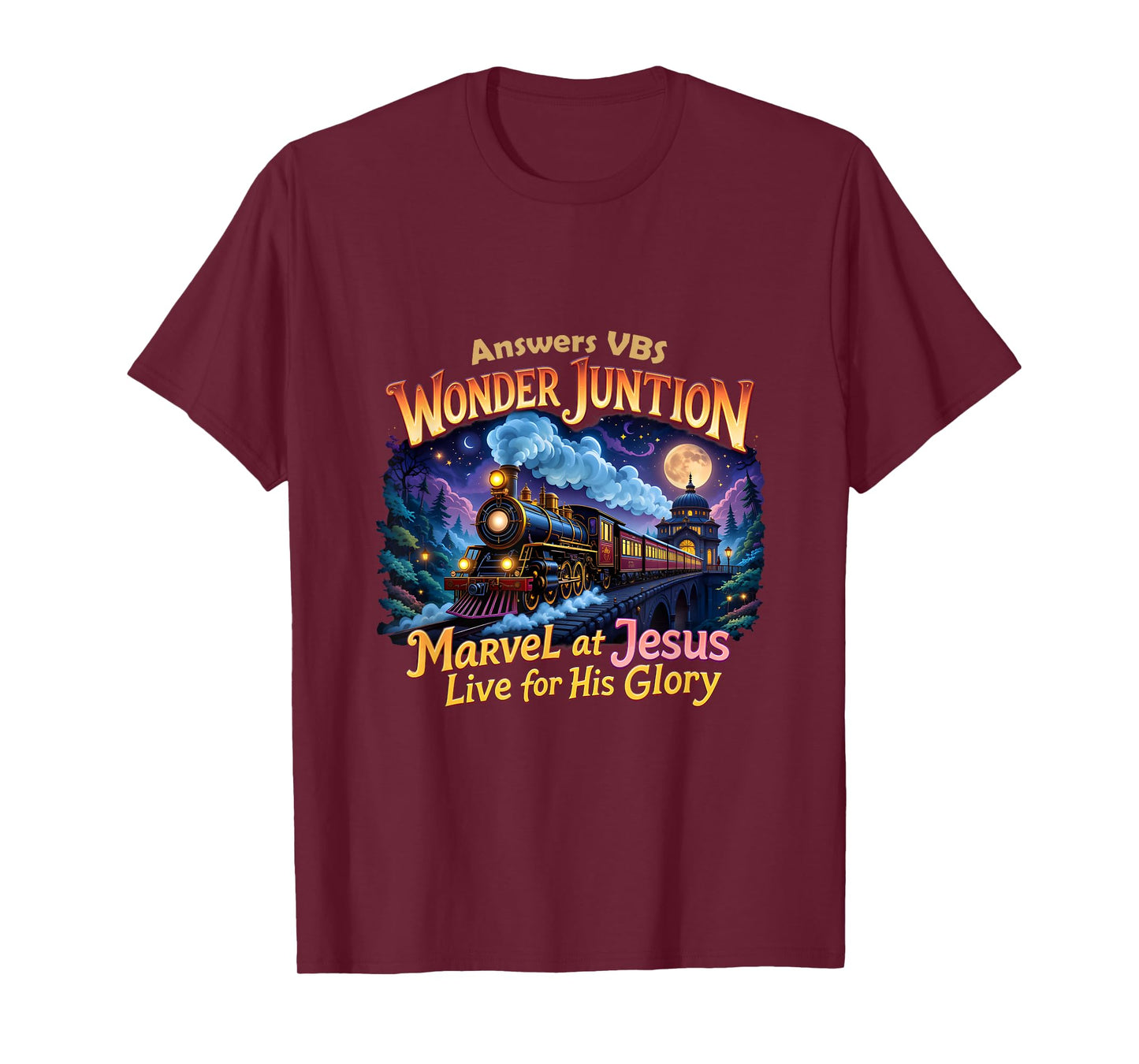 Christian Camp VBS 2025 Wonder His Glory Junction Train T-Shirt