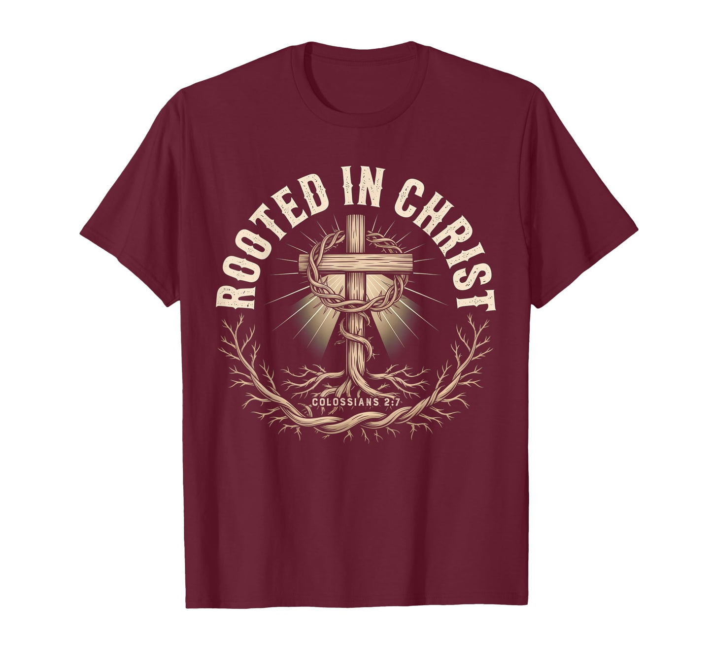 Vintage Stamp Rooted in Christ, Jesus Shirts Christian Cross T-Shirt
