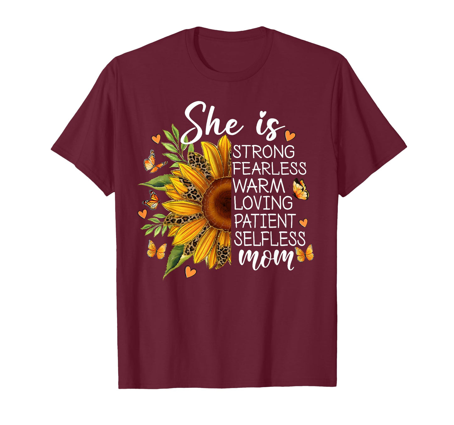 She Is Mom Sunflower Leopard Christian Mom Mother's Day T-Shirt