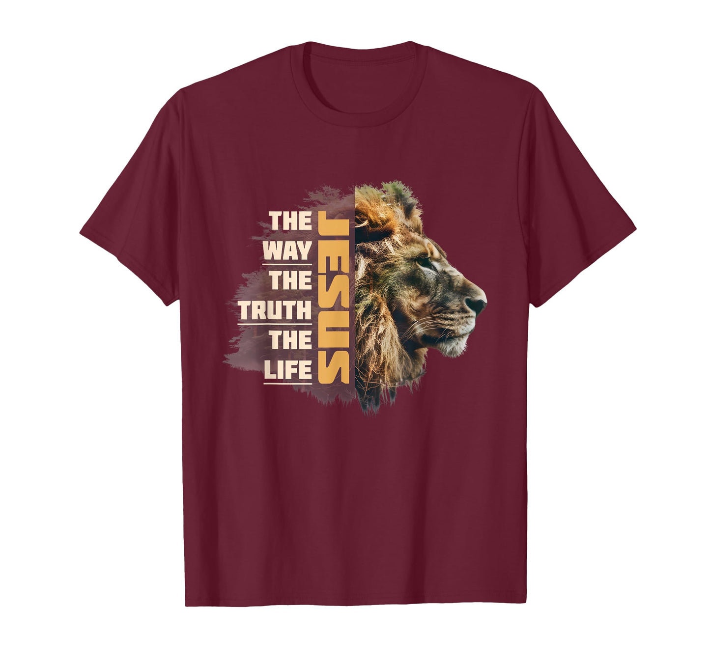 Jesus The Way Truth Life Lion Faith Christian Religious T-Shirt