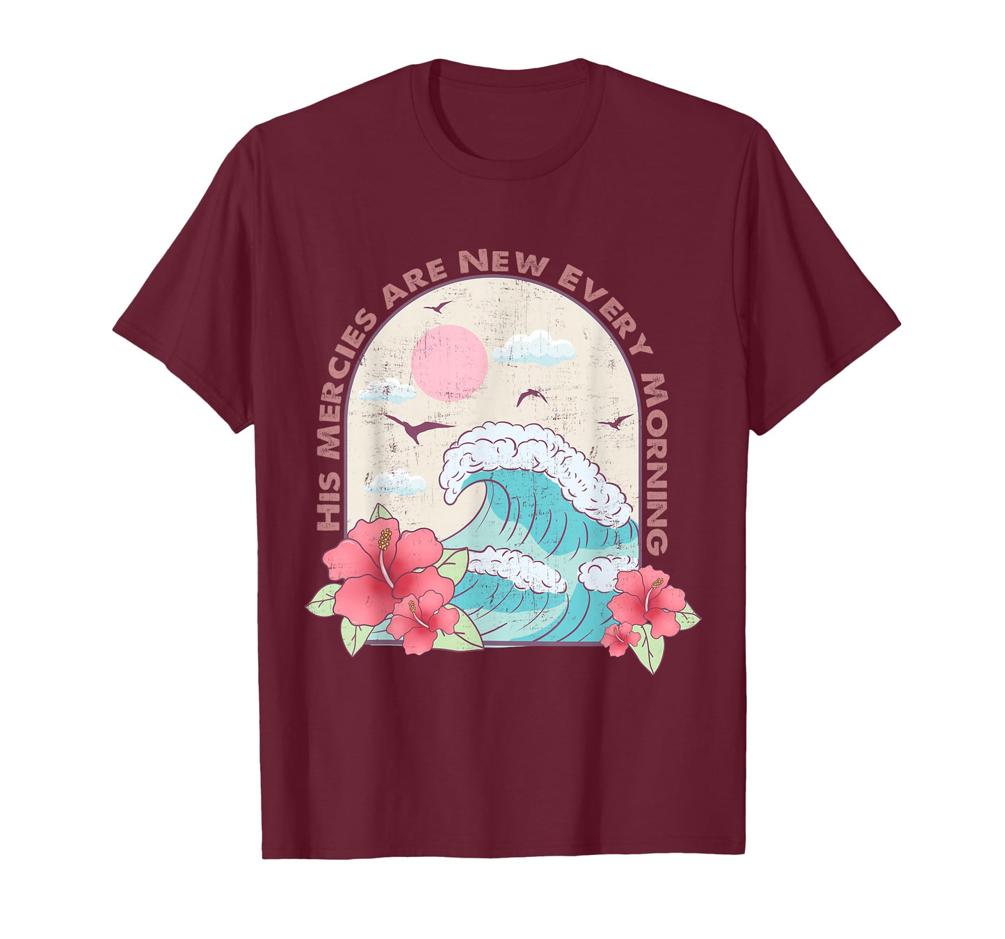 Christian Summer Religious Bible Ocean Wave His Mercy Beach T-Shirt