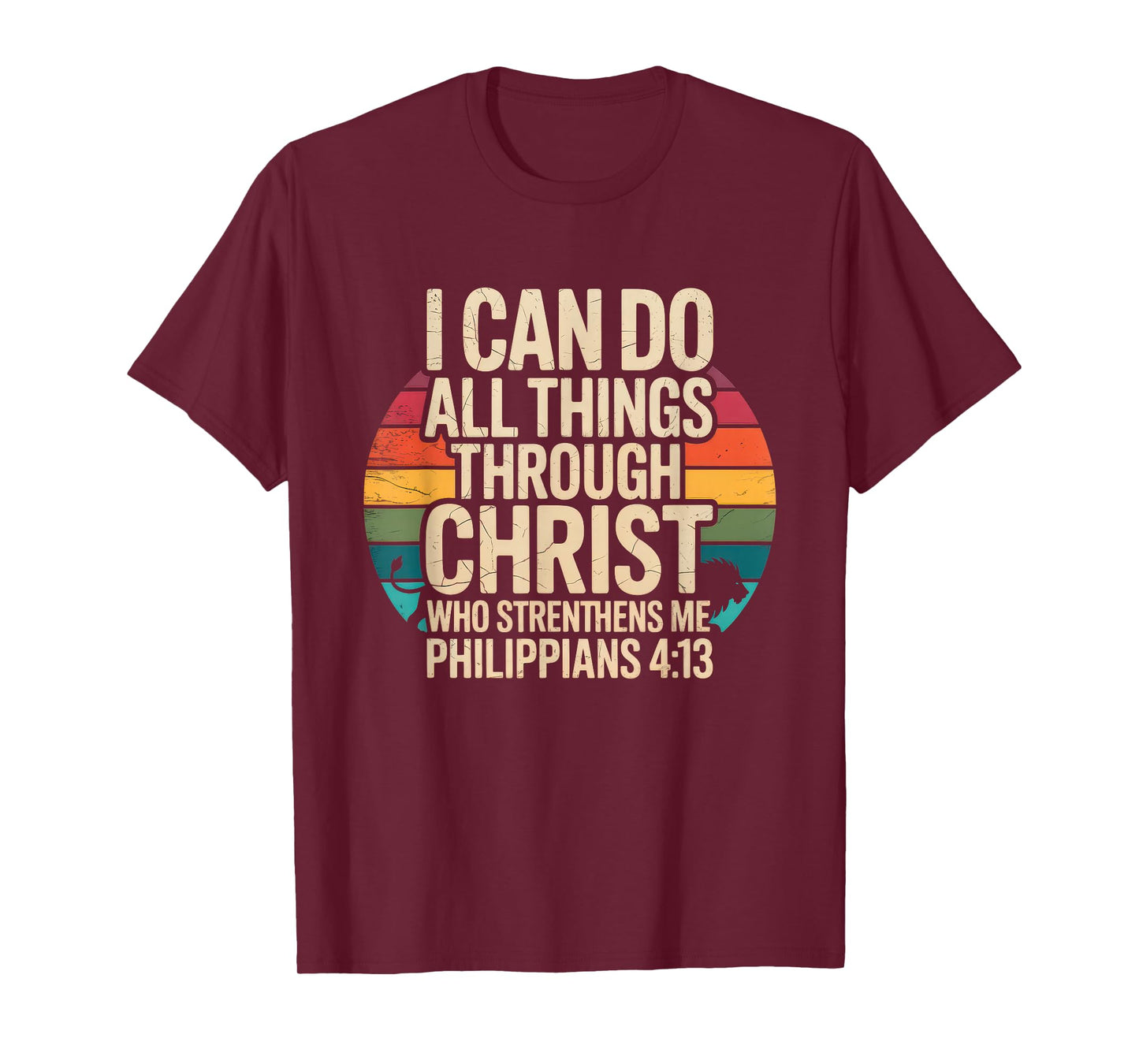 Christian Tshirt Philippians 4:13 Religious Lion Strengthens T-Shirt