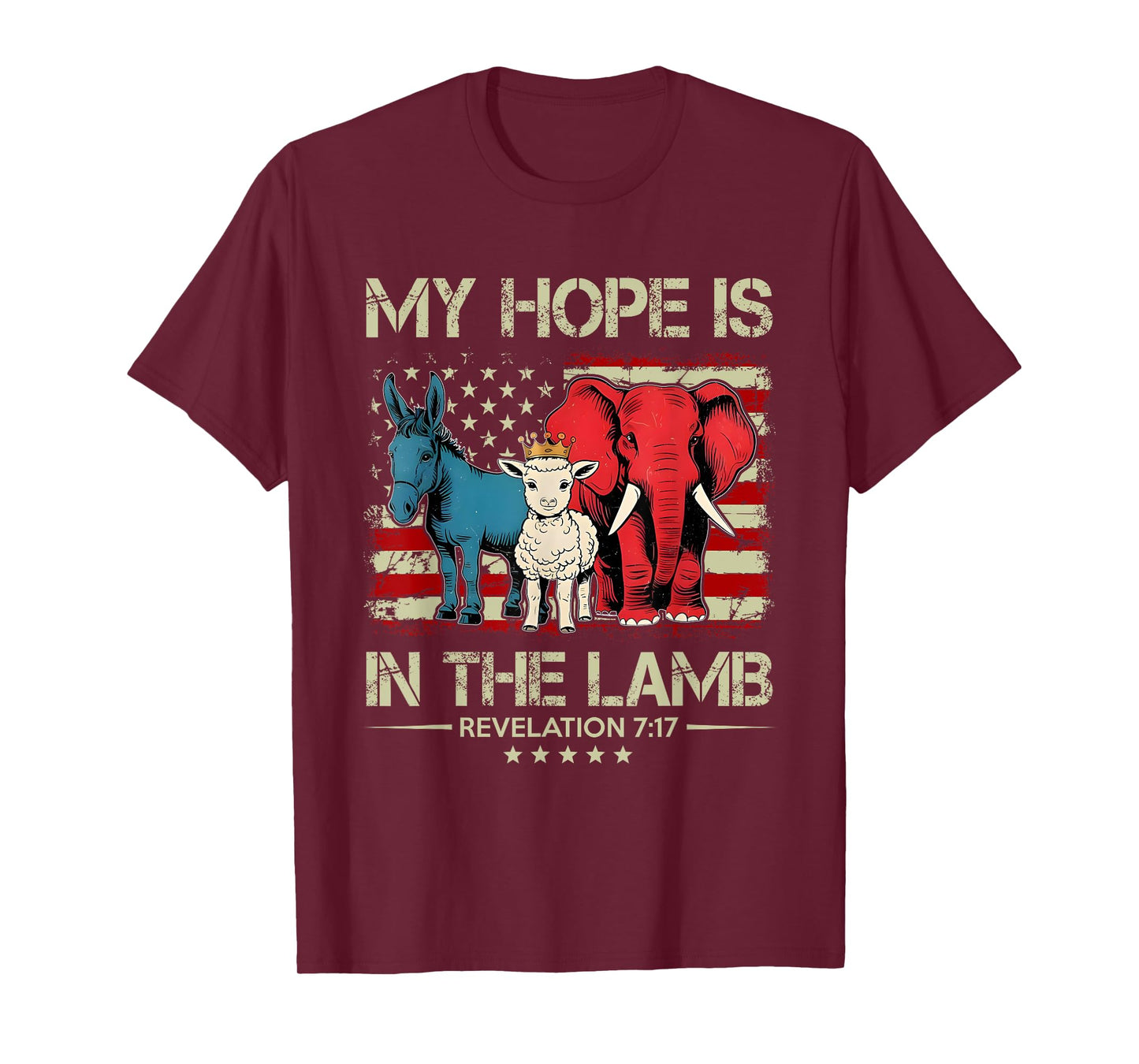 My Hope is in the Lamb Elephant Donkey USA Funny Scripture T-Shirt