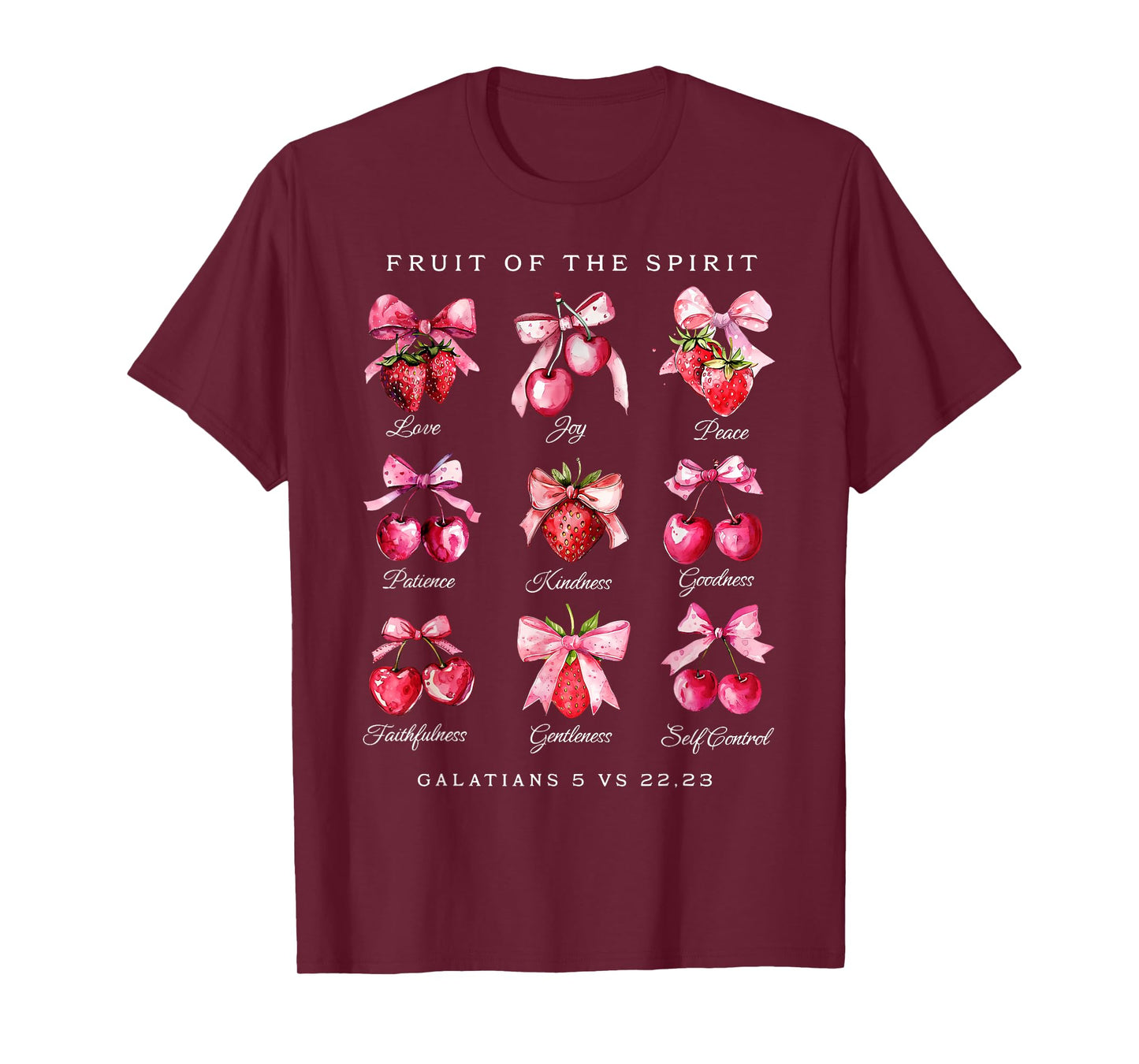 Fruit Of The Spirit Pink Coquette Bow Strawberry's Christian T-Shirt