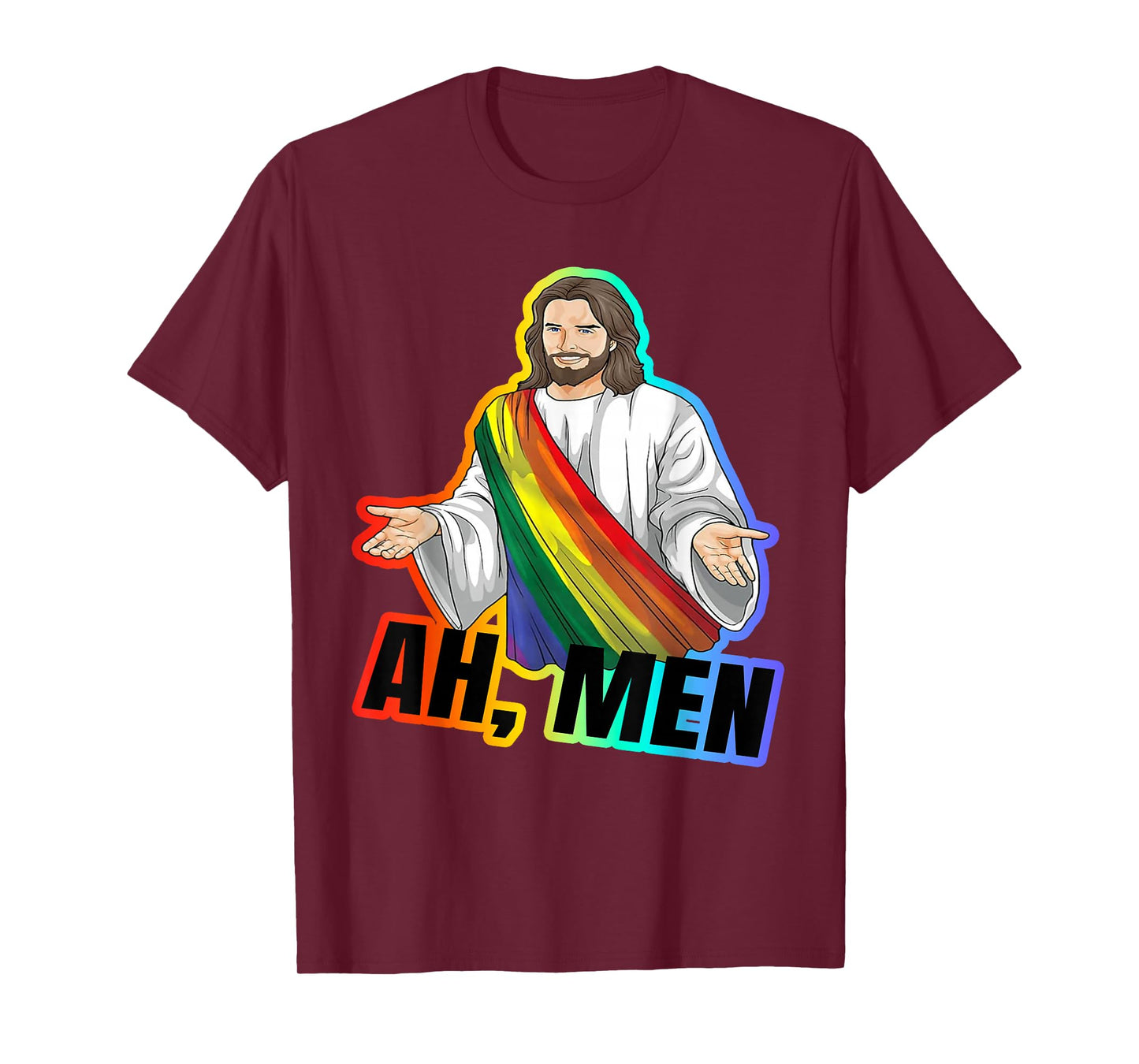 Ah, Men Gay Jesus Funny LGBTQ Pride Atheist Meme Tee T-Shirt