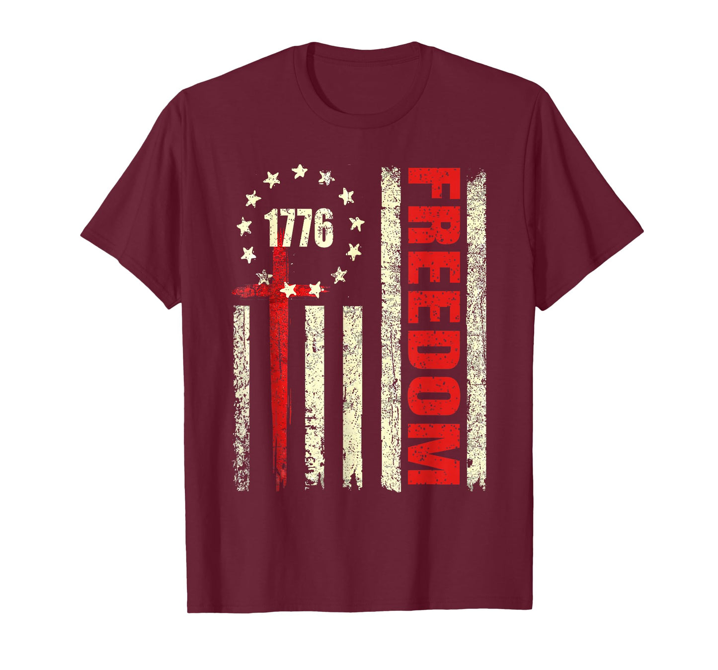 Freedom Shirt Christian Faith Political America Flag Cross T-Shirt