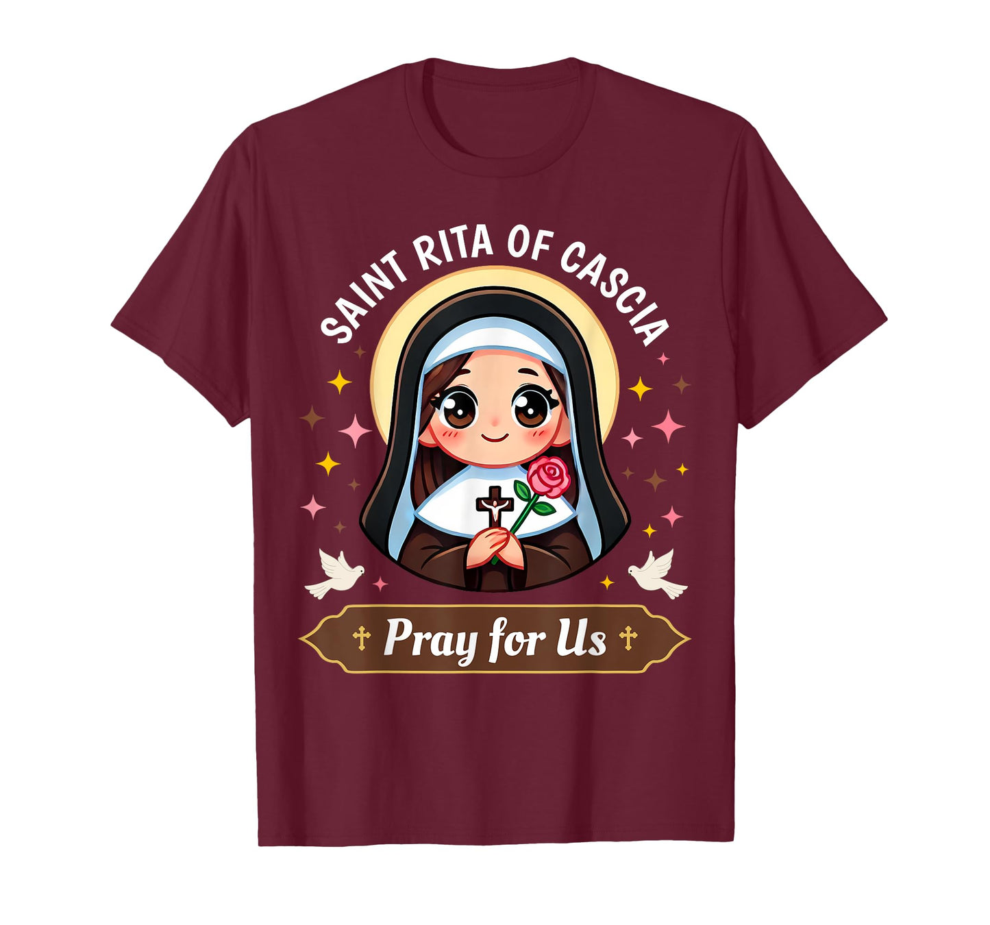 St Rita of Cascia Pray for Us Devotional Catholic for Kids T-Shirt