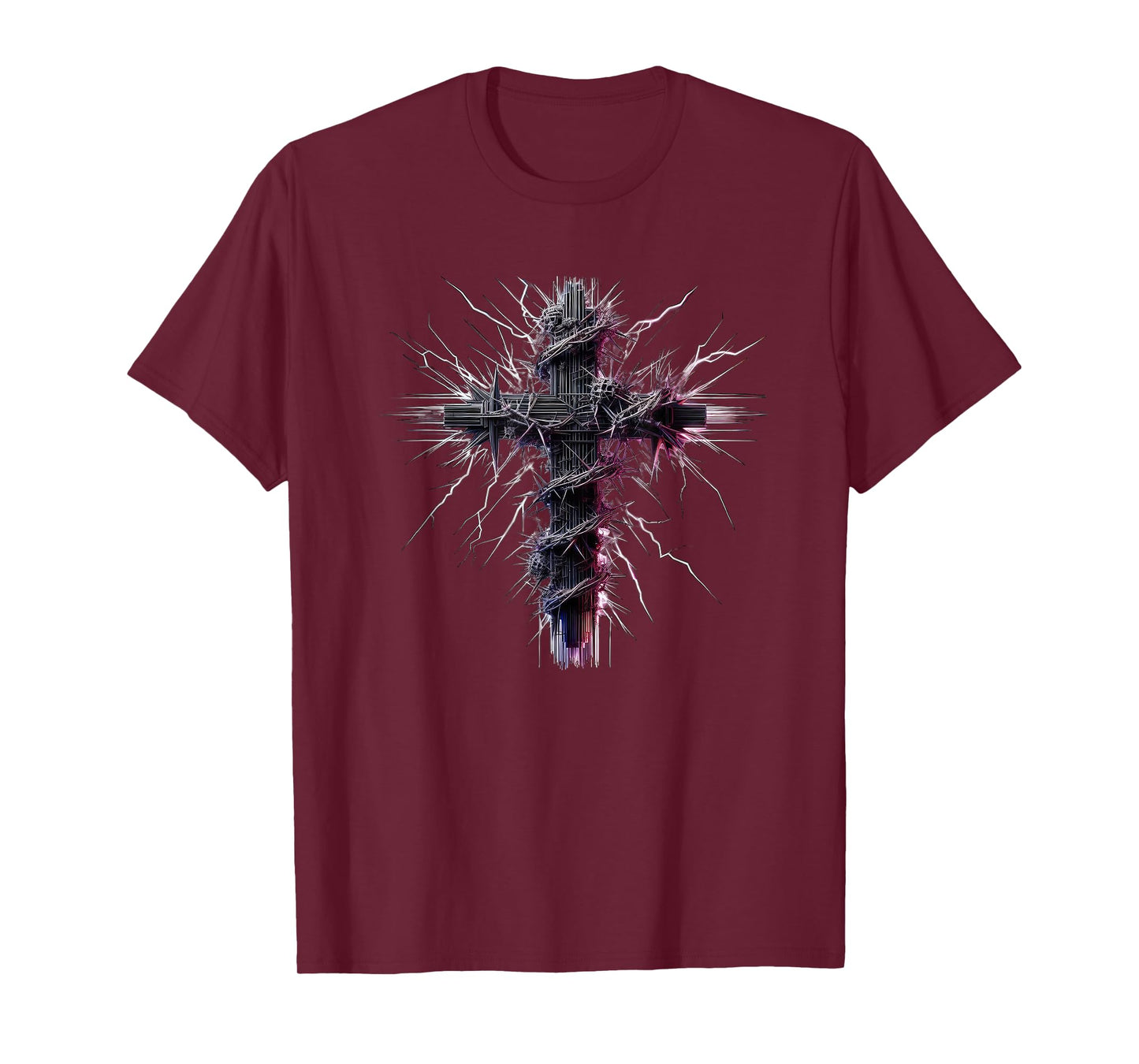 Christian Cross Punk Art Style Distressed Crown of thorns T-Shirt