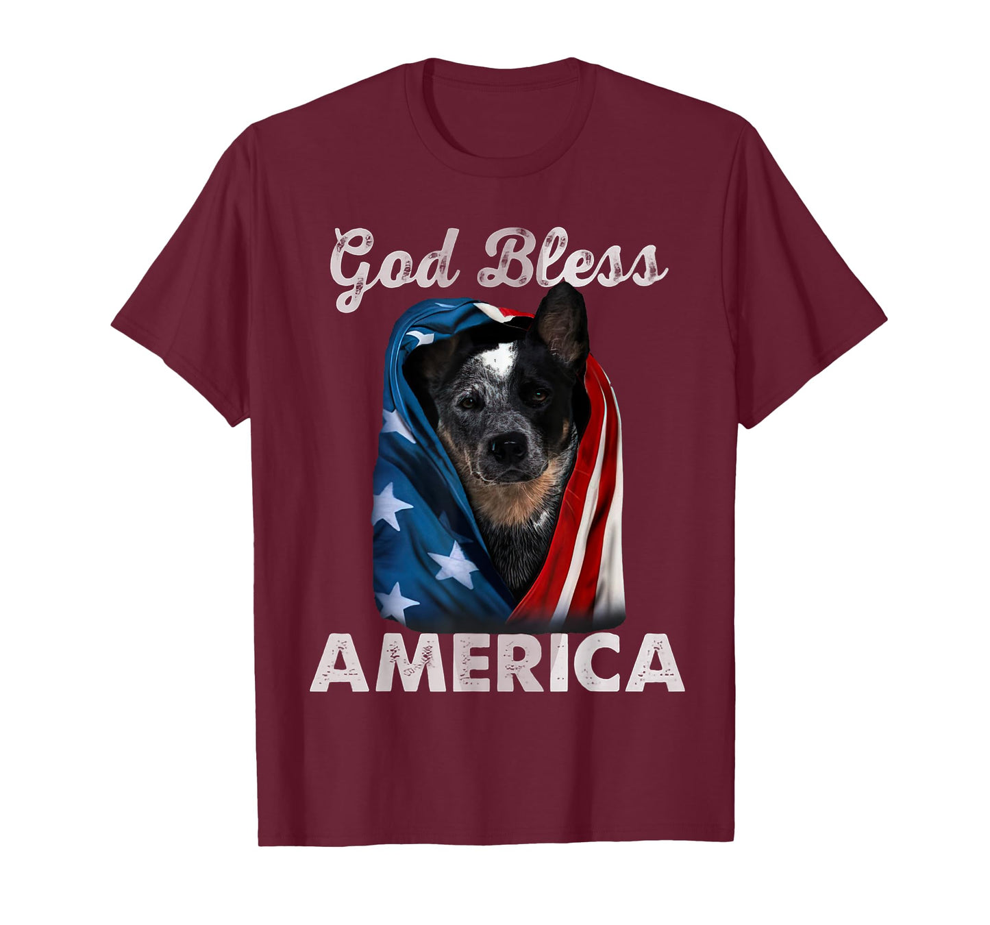 Blue Heeler Dog American USA Flag 4th of July Dog Lover T-Shirt