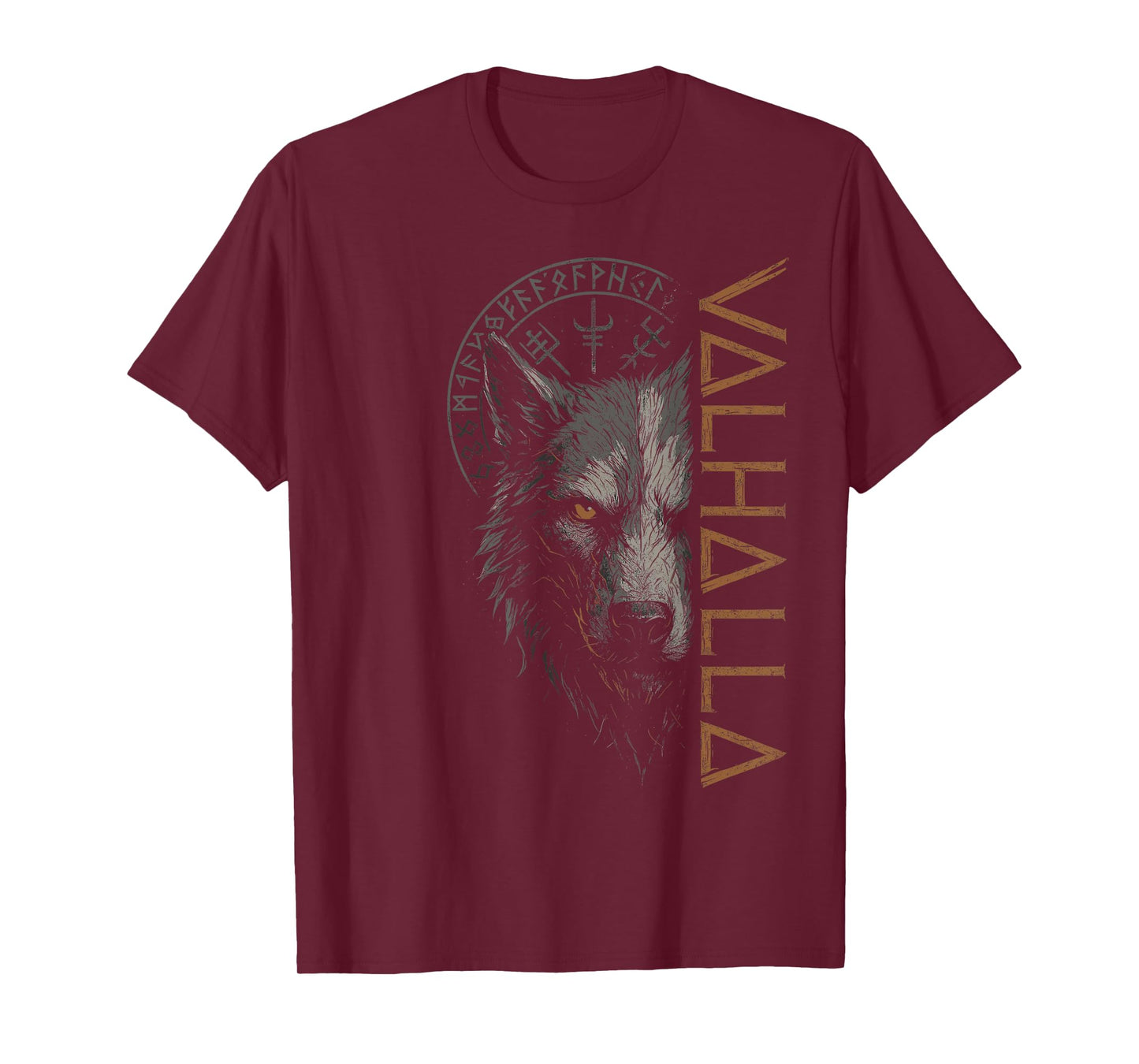 Valhalla Wolf Nordic Compass Odin Runes Vikings Vegvisir T-Shirt
