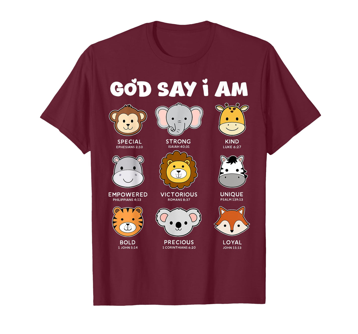 God Say I Am Strong Funny Zoo Animals Toddler Boy Kids Son T-Shirt