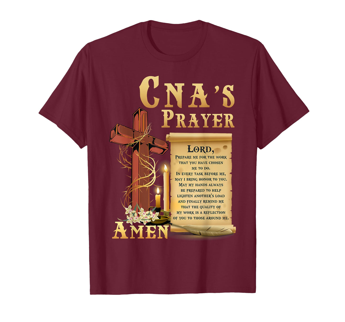 CNA Prayer Amen Certified Nursing Assistant Jesus Christian T-Shirt