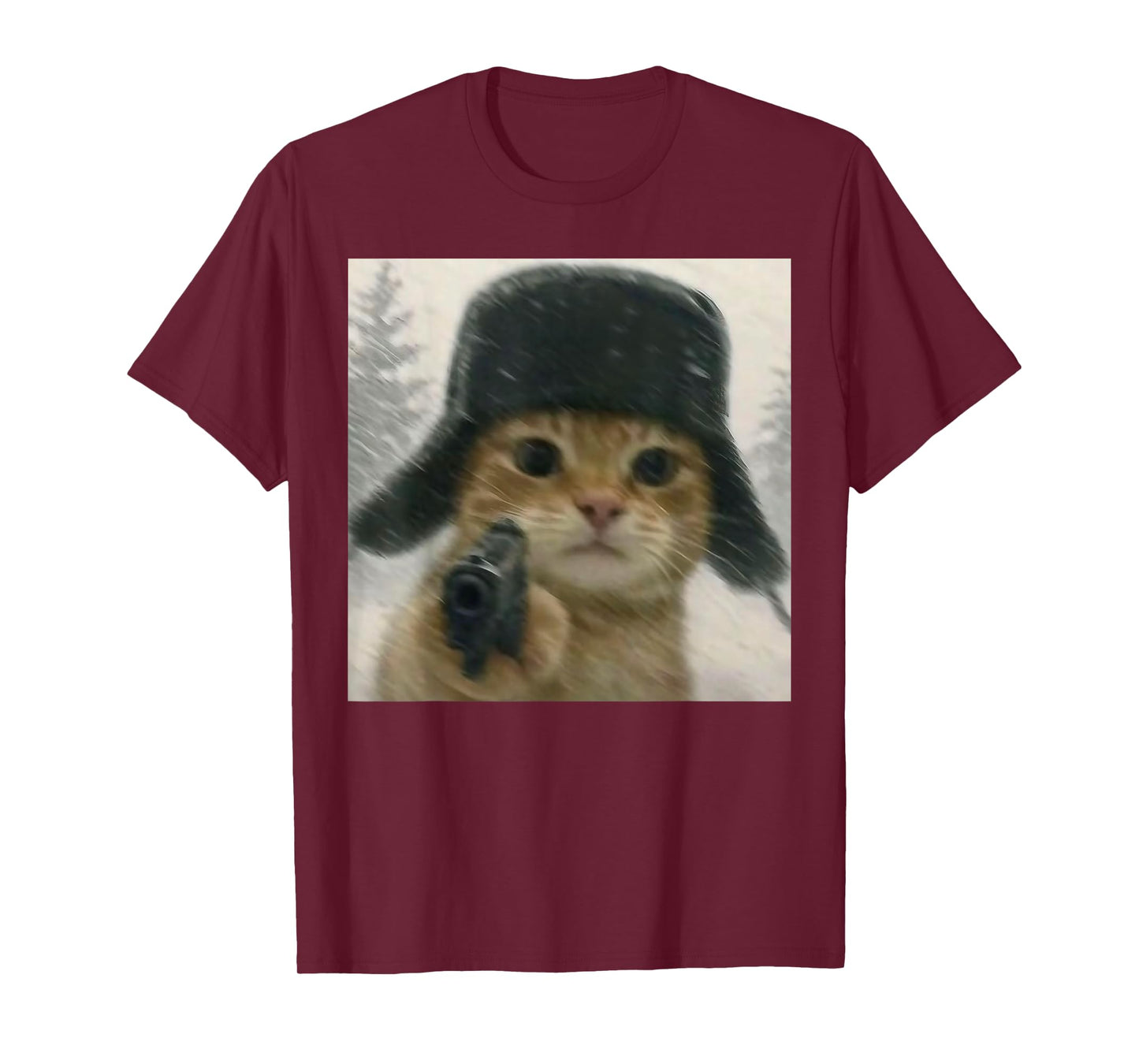 Wacky Cat Wearing Ushanka Hat Russian Meme Cat Humor T-Shirt