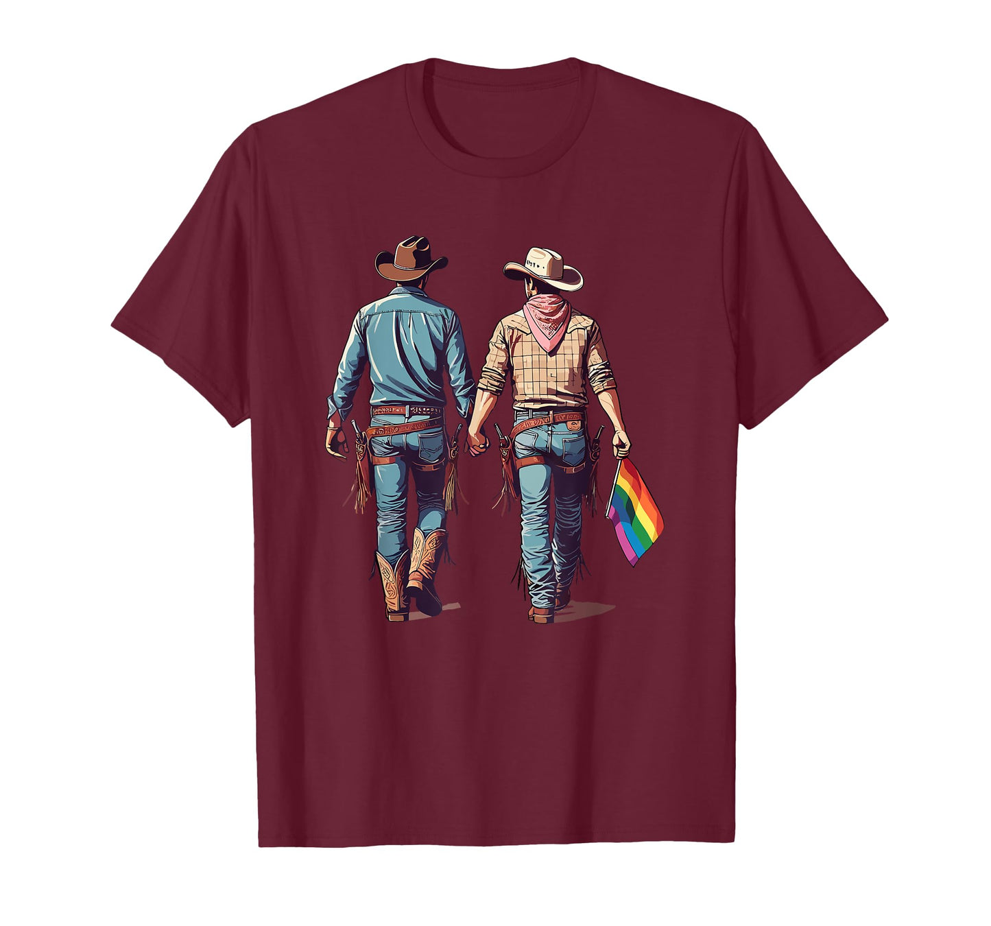 Gay Cowboy Western LGBTQIA Cowboys Holding Hands T-Shirt