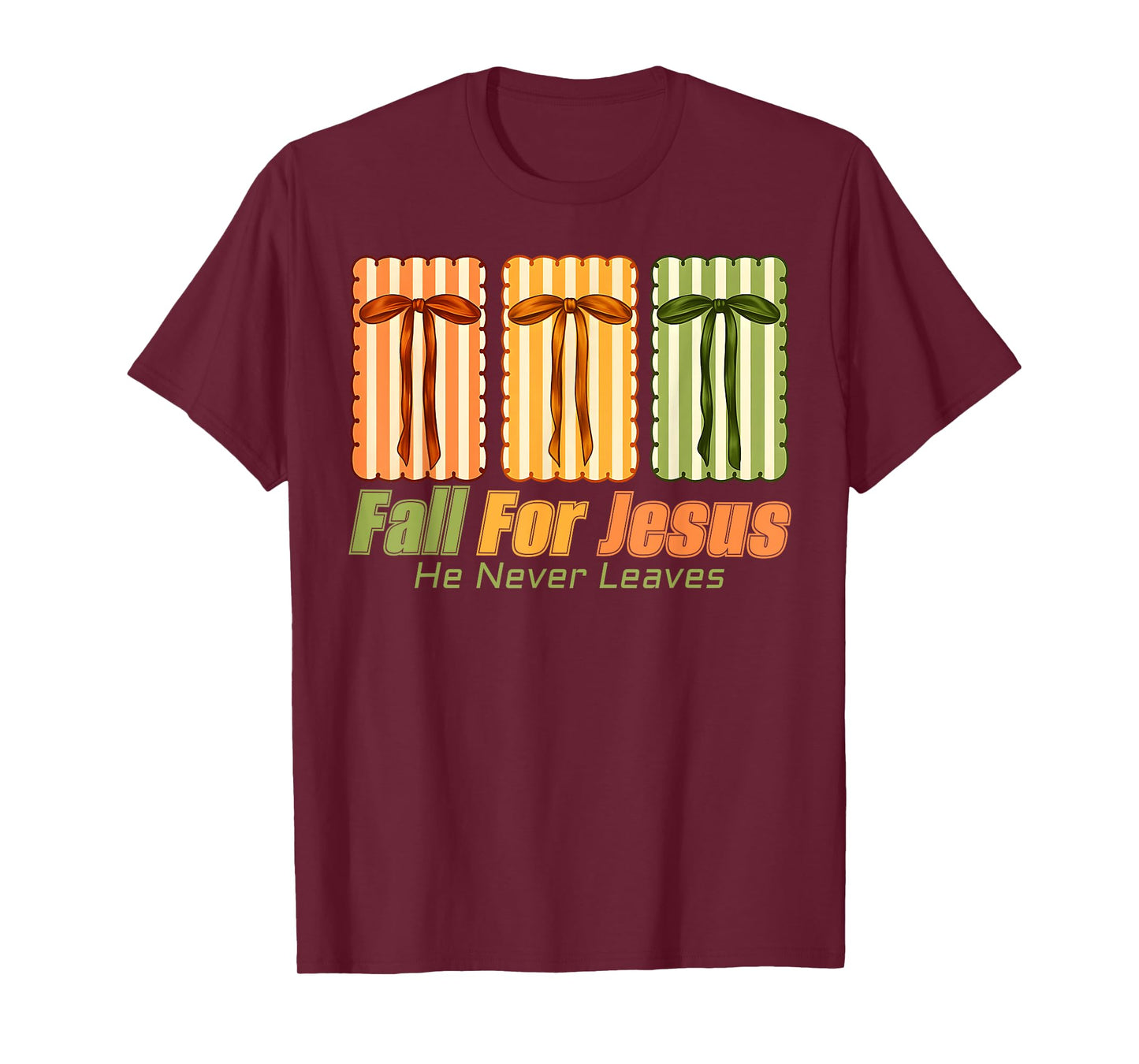 Fall for Jesus Retro Ribbon Christian Fall Girly Autumn T-Shirt