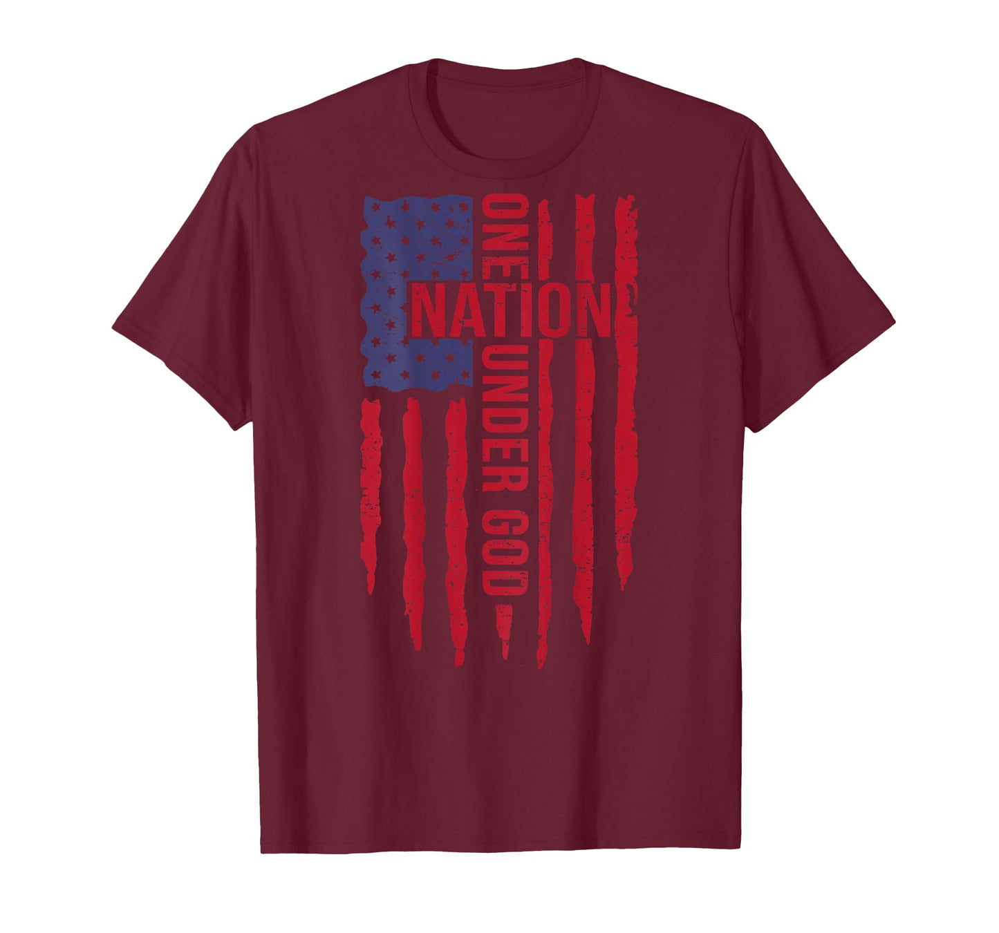 Jesus One Nation Under God Christian American Flag On Back T-Shirt
