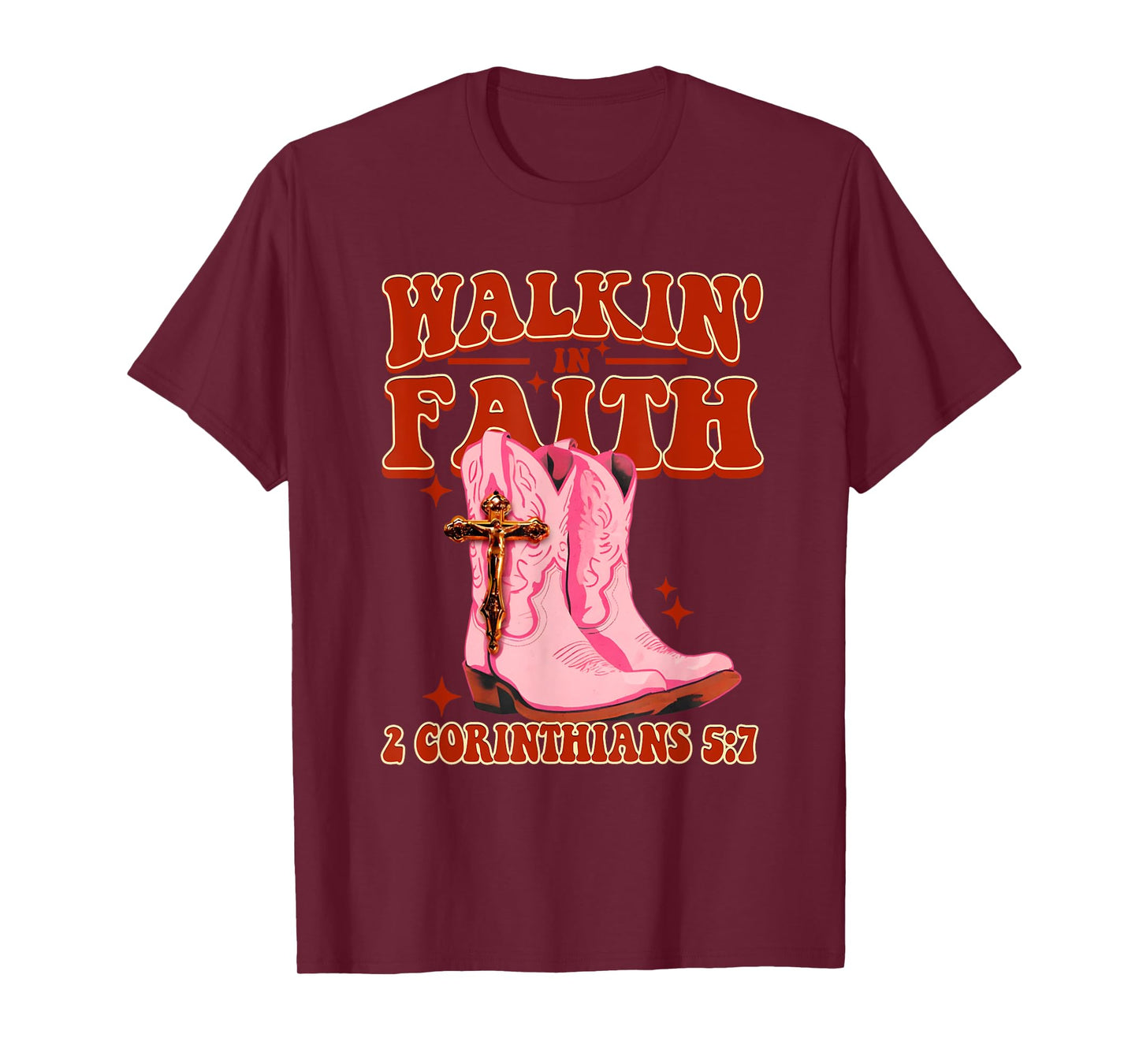 Walking In Faith Western Christian Cowgirl Jesus Quote T-Shirt