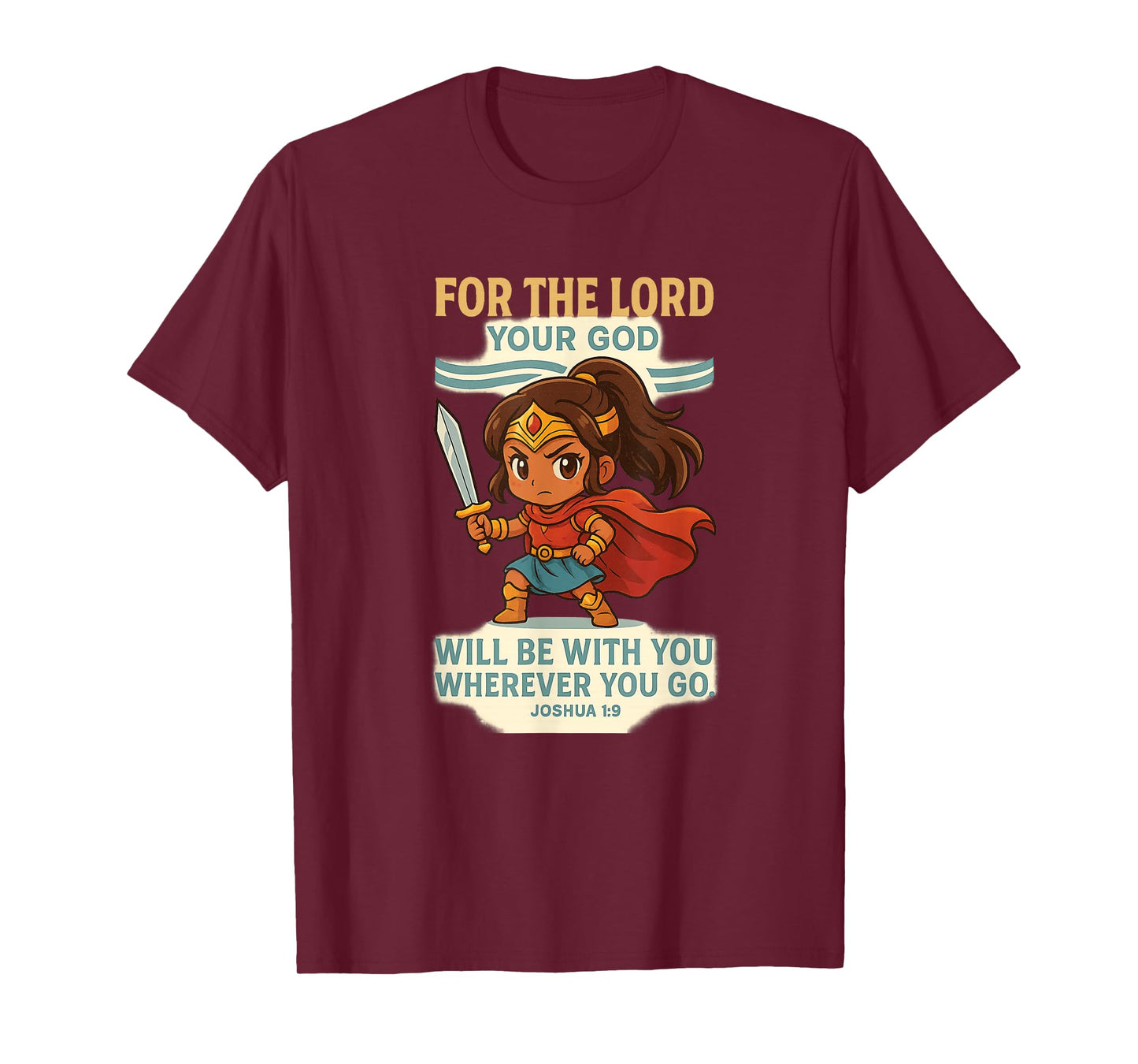 God Is With You – Joshua 1:9 Chibi Anime Warrior Girl design T-Shirt