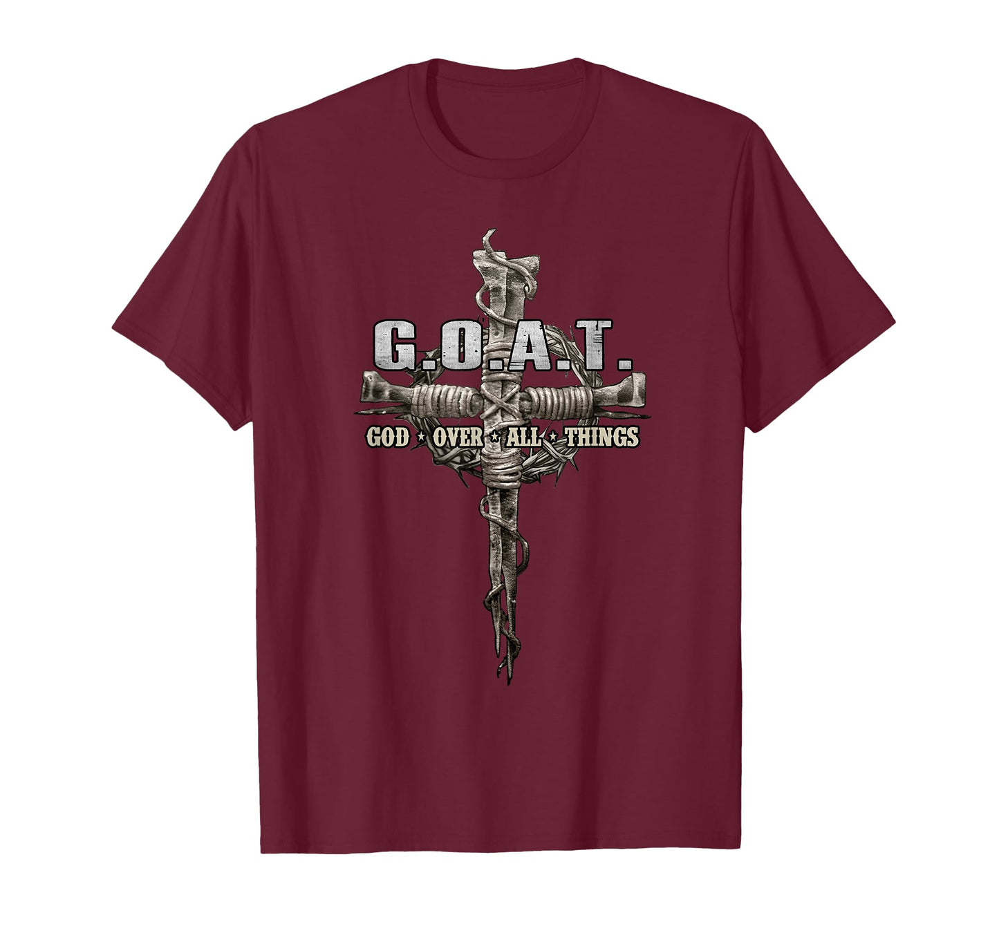 Savitan Shop G.O.A.T. Goat Over All Things Vintage Christ Cross Bible God Unisex-Adults Black T-Shirt