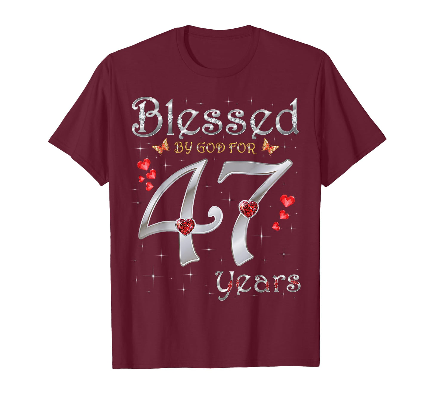 Blessed By God For 47 Years Old 47th Birthday Party Queen T-Shirt