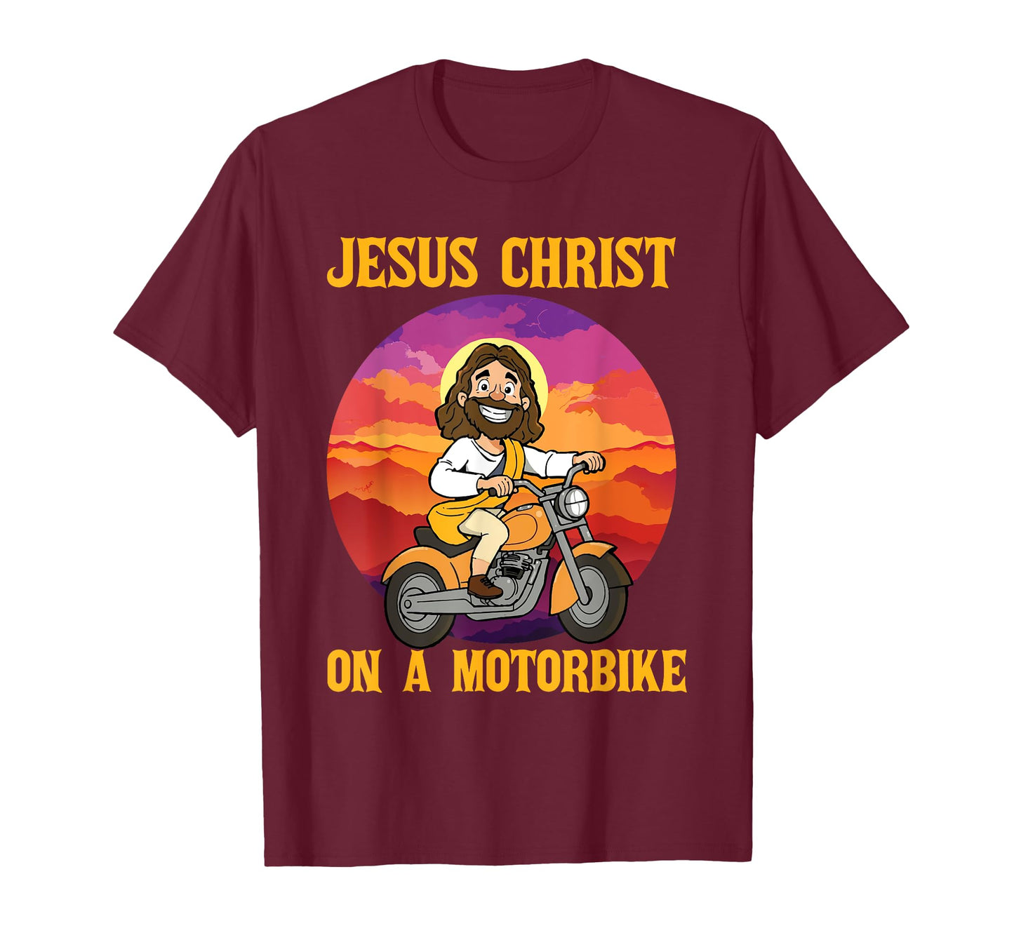 Funny Jesus on Motorbike Motorcycle Christian Rider Biker T-Shirt