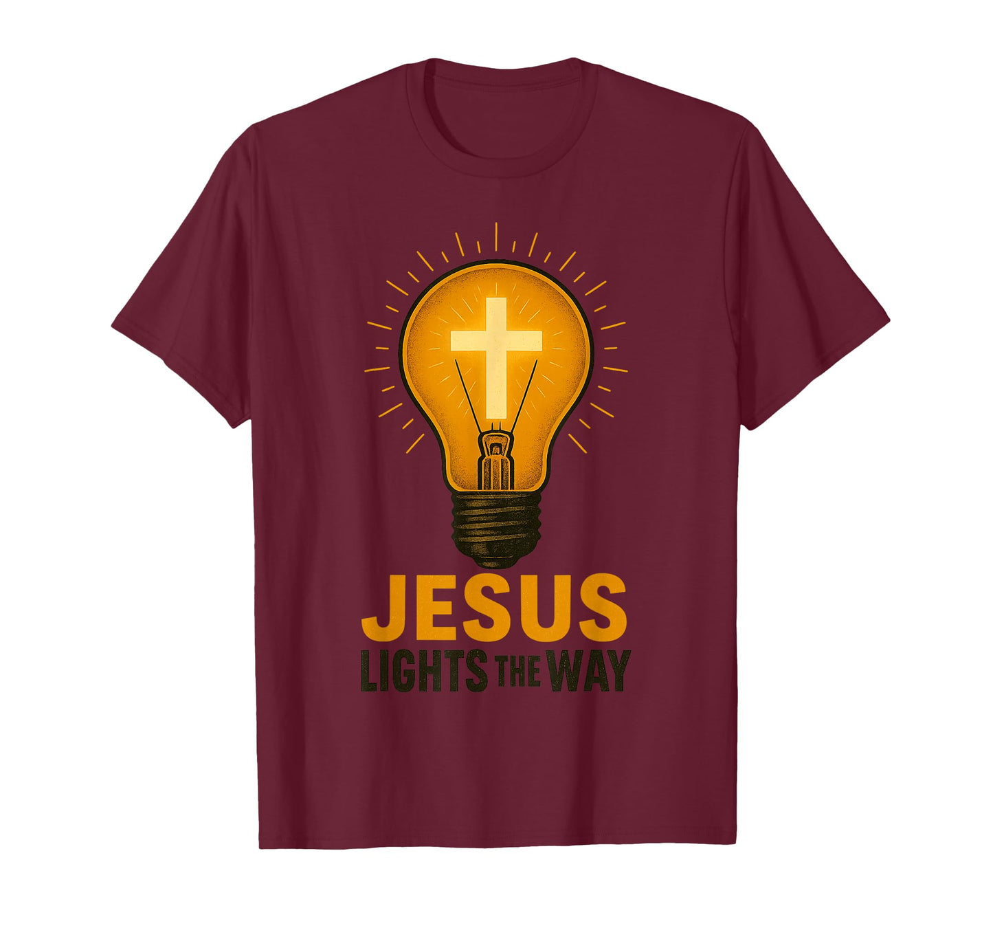 Jesus Lights The Way Cross Bulb Christian Religious Faith T-Shirt