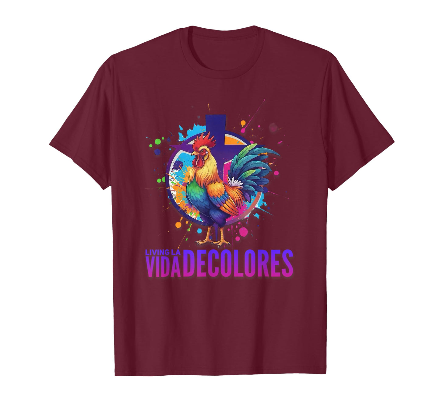 DeColores Cursillo Rainbow Rooster Catholic T-Shirt