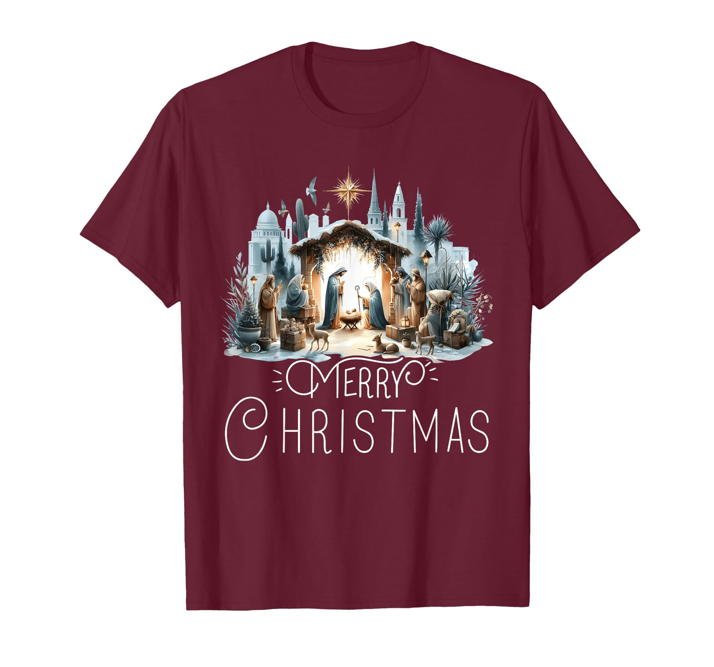 Merry Christmas Nativity Scene North Star Baby Jesus Christ T-Shirt