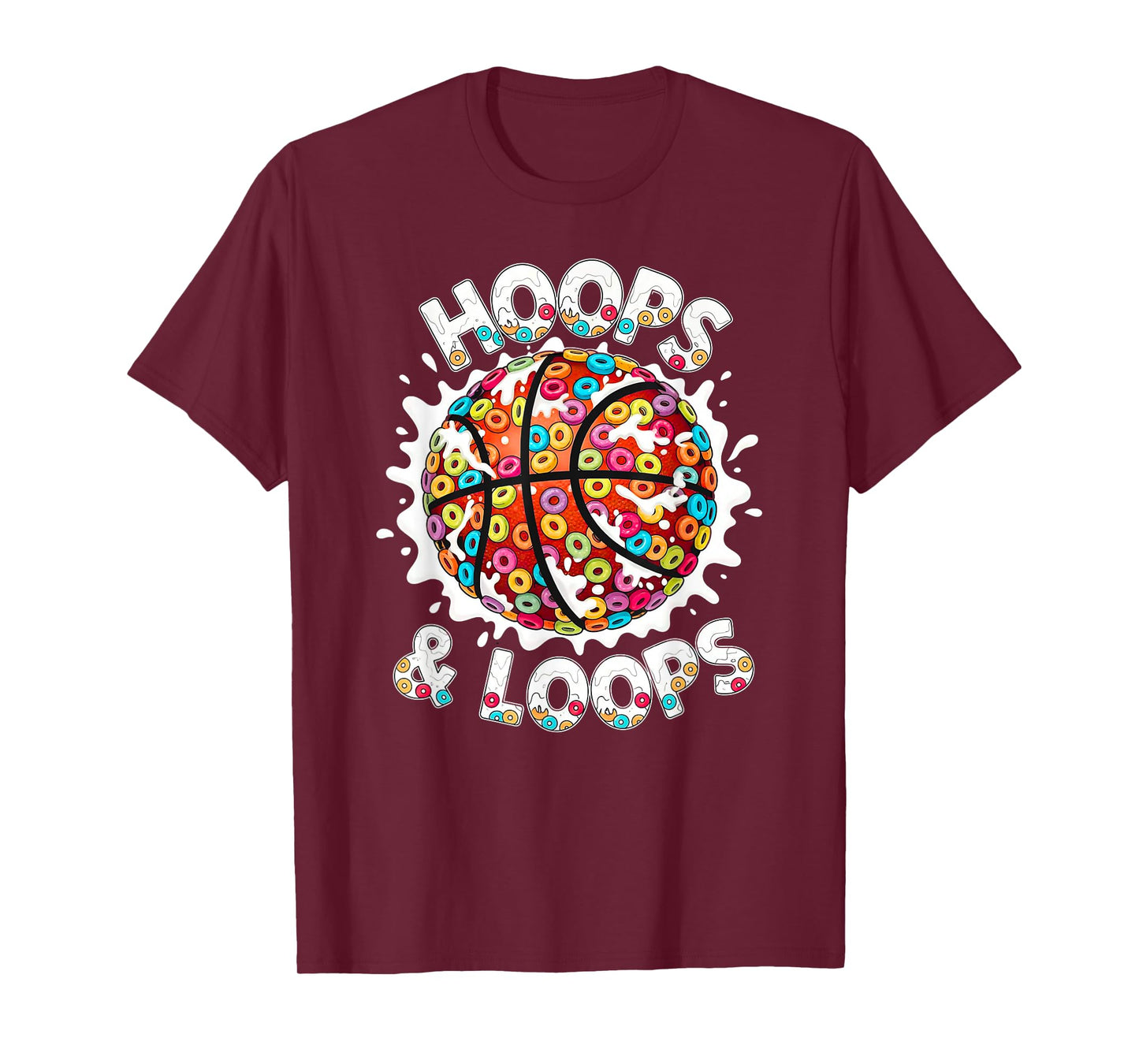 Loops & Hoops Basketball Slam Dunk Colorful Basketball Drip T-Shirt