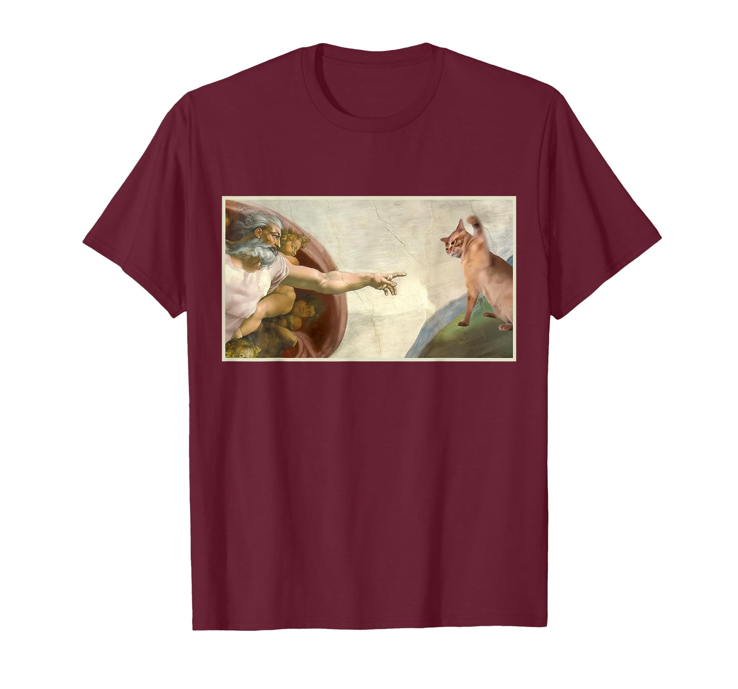 Almighty Slap Funny Cat God Creation of Adam Meme Jesus Art T-Shirt for Men Women Kids
