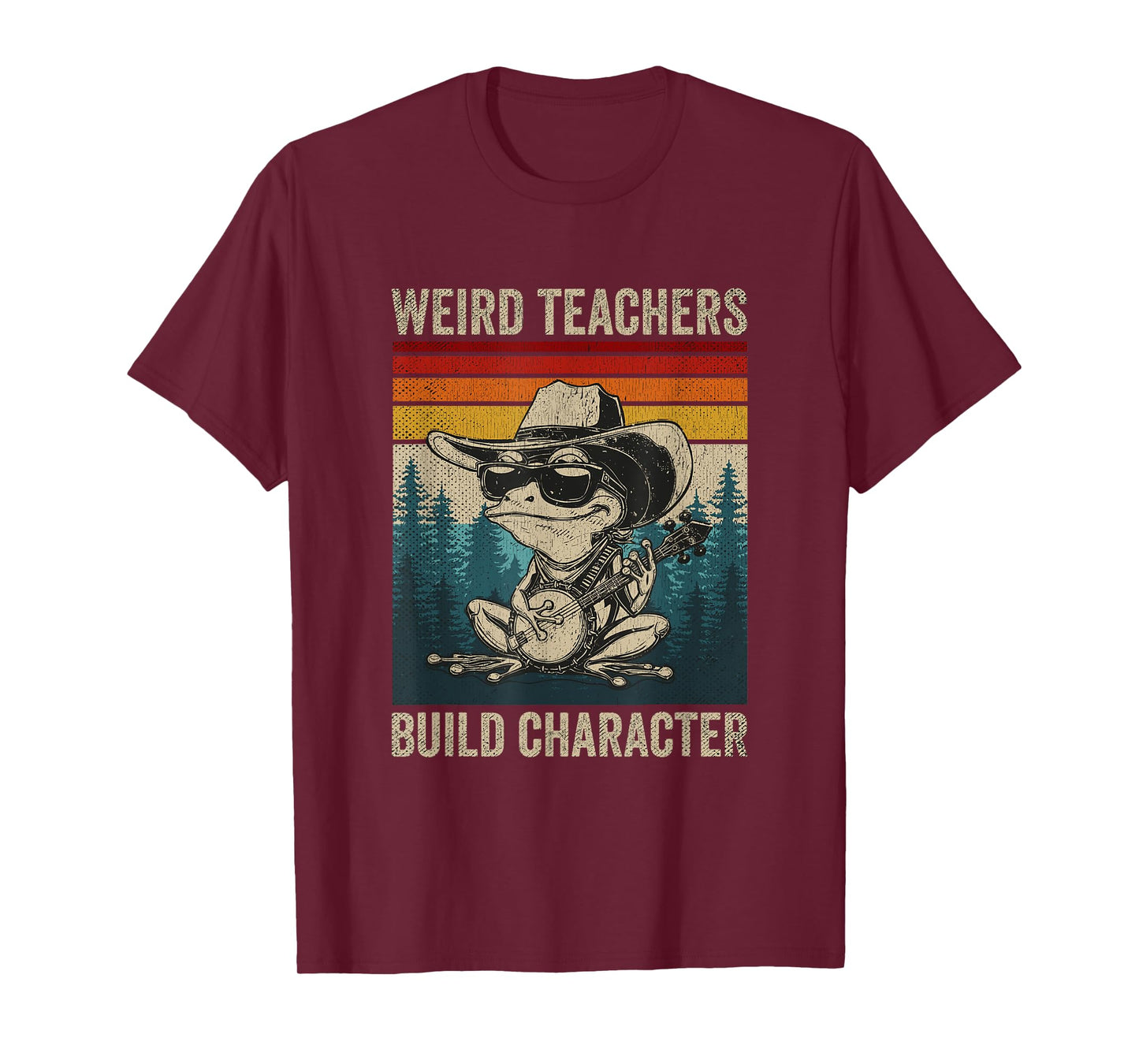 Weird Teachers Build Character Funny Teacher Retro Frog T-Shirt
