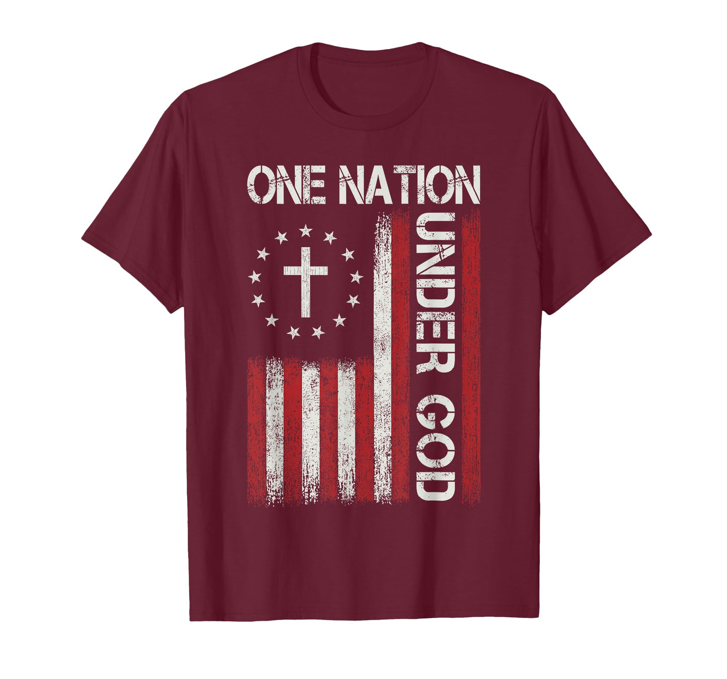 One Nation Under God Jesus Christian Faith Flag Religious T-Shirt