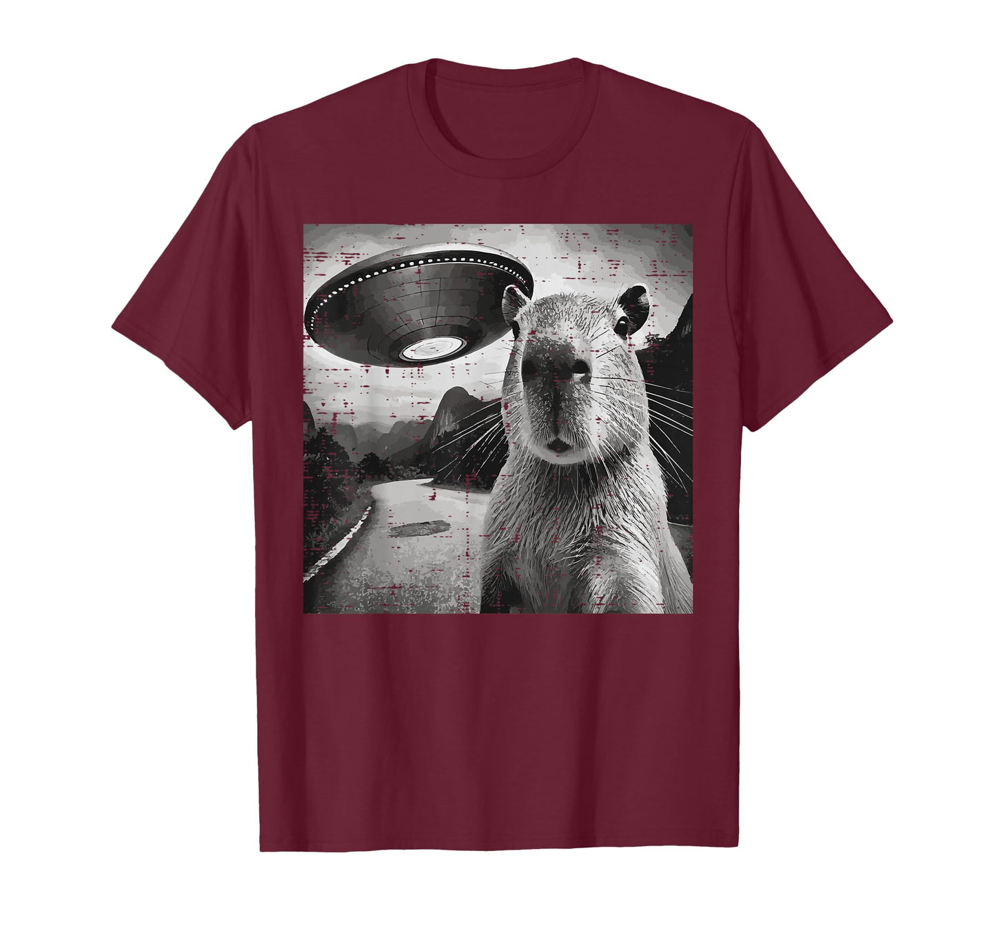 Capybara Ufo Selfie Funny Meme Rodent Alien Men Women Kids T-Shirt