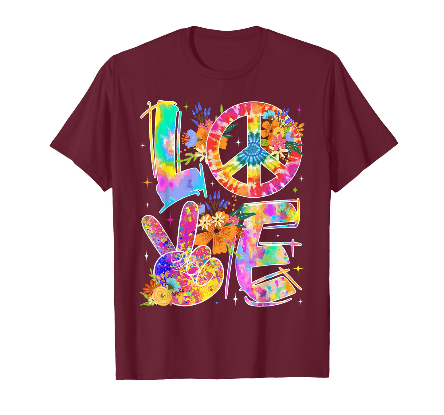 Groovy Hippie Style Love Tie Dye Peace Sign World Peace Day T-Shirt