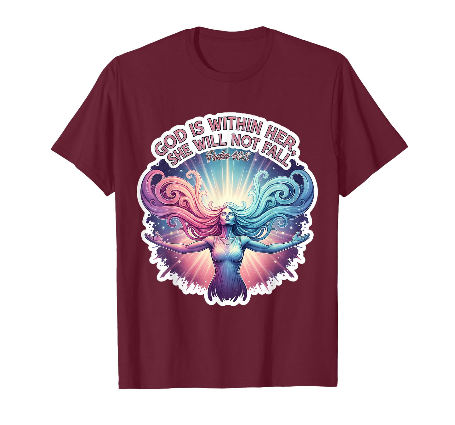 God is Whithin Her She Will Not Fall Christian Bible Womens T-Shirt