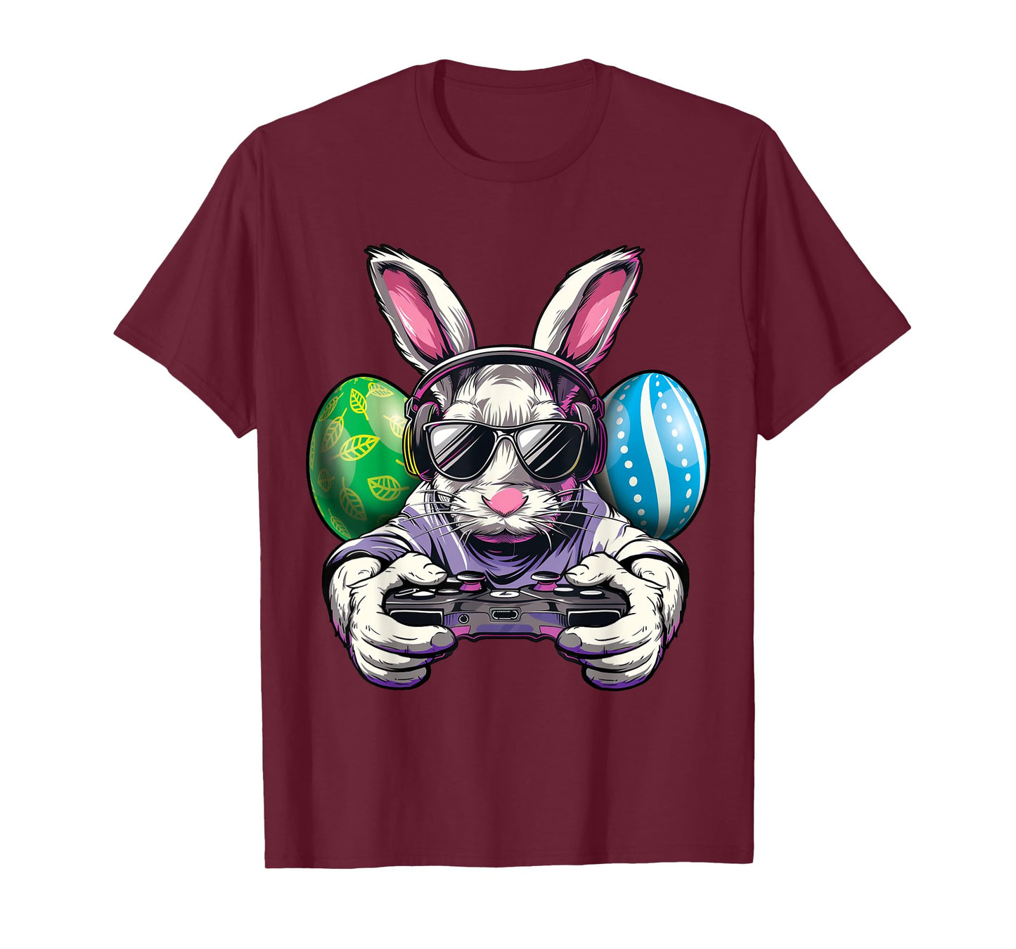Easter Bunny Plays Video Game With Eggs Boys Kids Gamer T-Shirt
