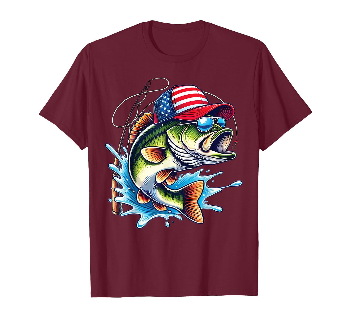 American Flag Fishing Lovers Fisherman Funny Fishing USA T-Shirt