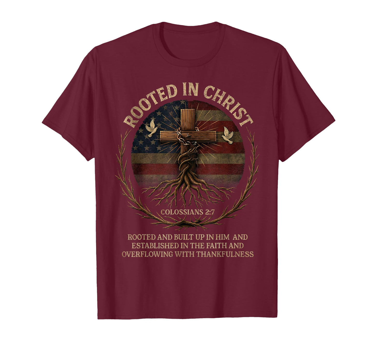Rooted in Christ Shirt, Jesus Shirts, Cross Christian T-Shirt