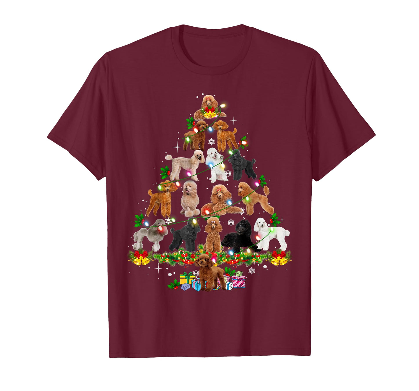 Funny Poodle Christmas Tree Ornament Decor Xmas Dog Dad Mom T-Shirt
