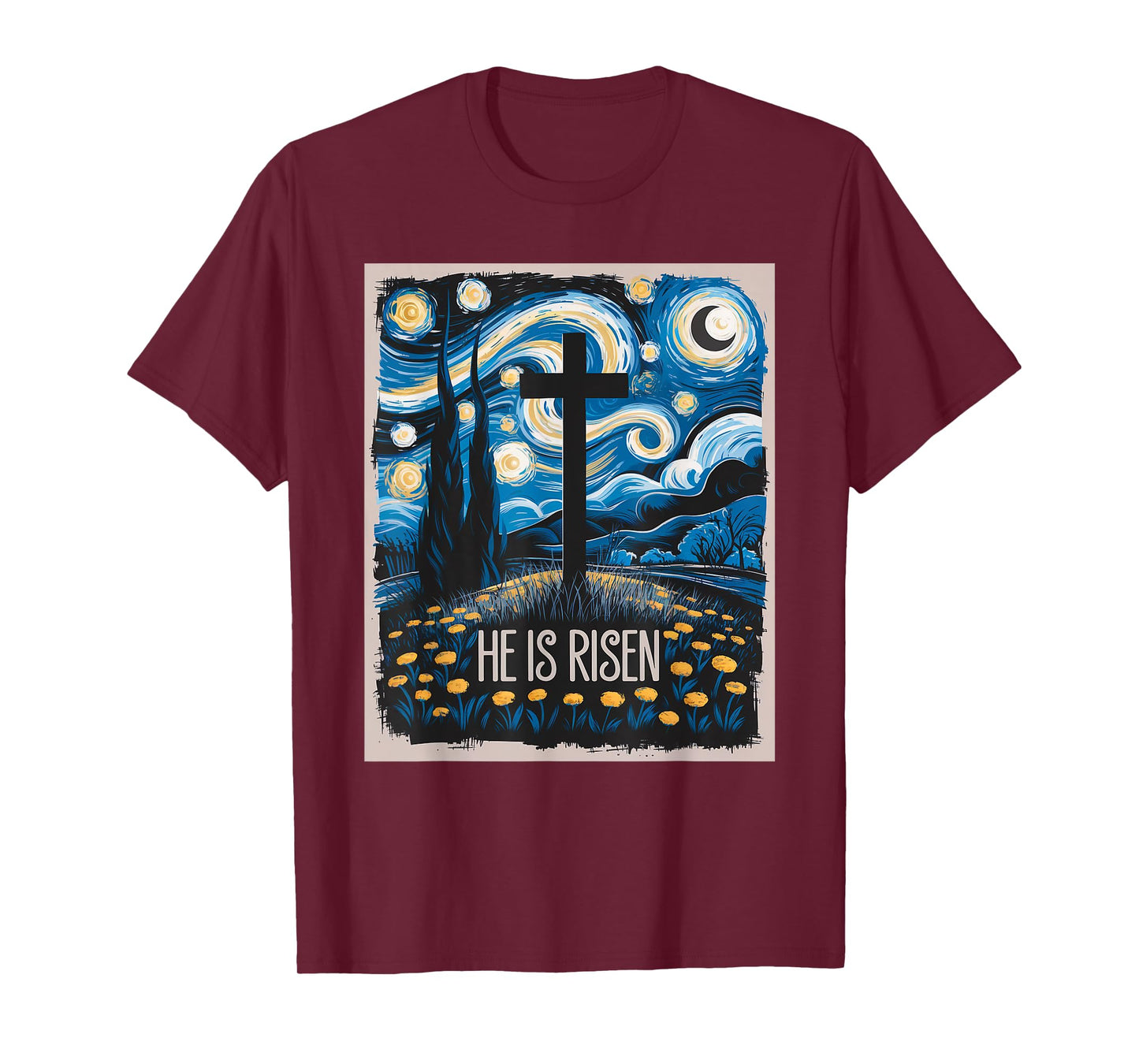 Starry Night Jesus Art Spiritual Christian Faith Easter T-Shirt
