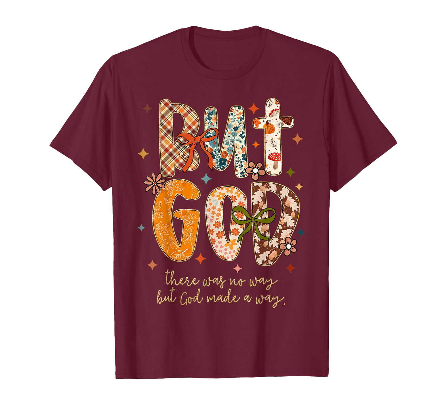 But God Christian Fall Autumn Thankful Floral Coquette Bow T-Shirt