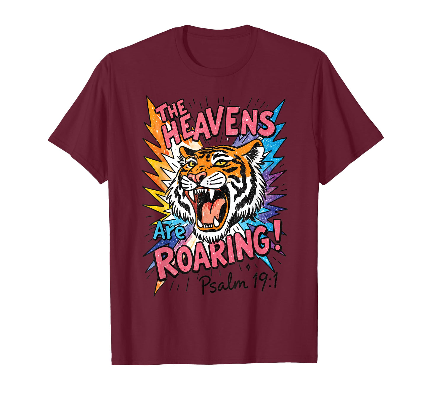 The Heavens are Roaring Tiger Vintage Art Psalm 19 1 T-Shirt
