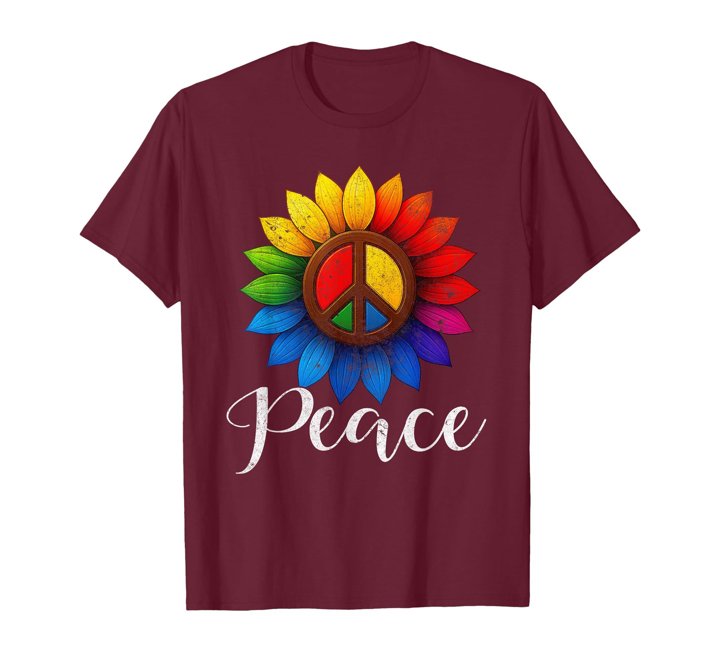 Retro World Peace Day Peace Sign Sunflower Day of Peace Kids T-Shirt