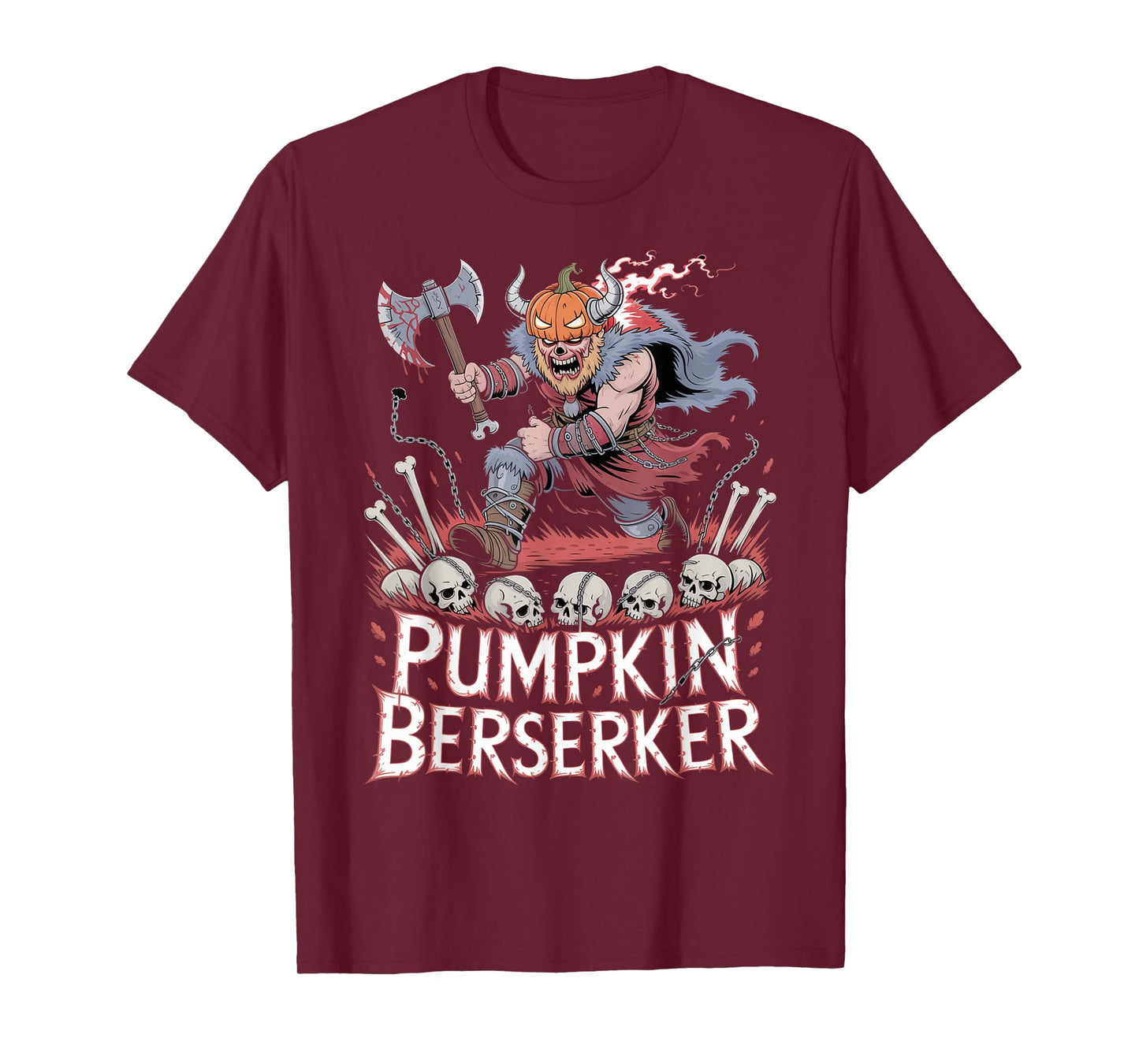 Pumpkin Head Viking Berserker - Funny Viking Halloween T-Shirt