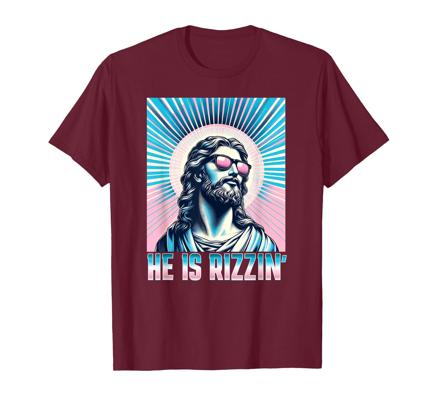 Resurrection Funny Easter Rizz Sunglasses He is Rizzin Jesus T-Shirt