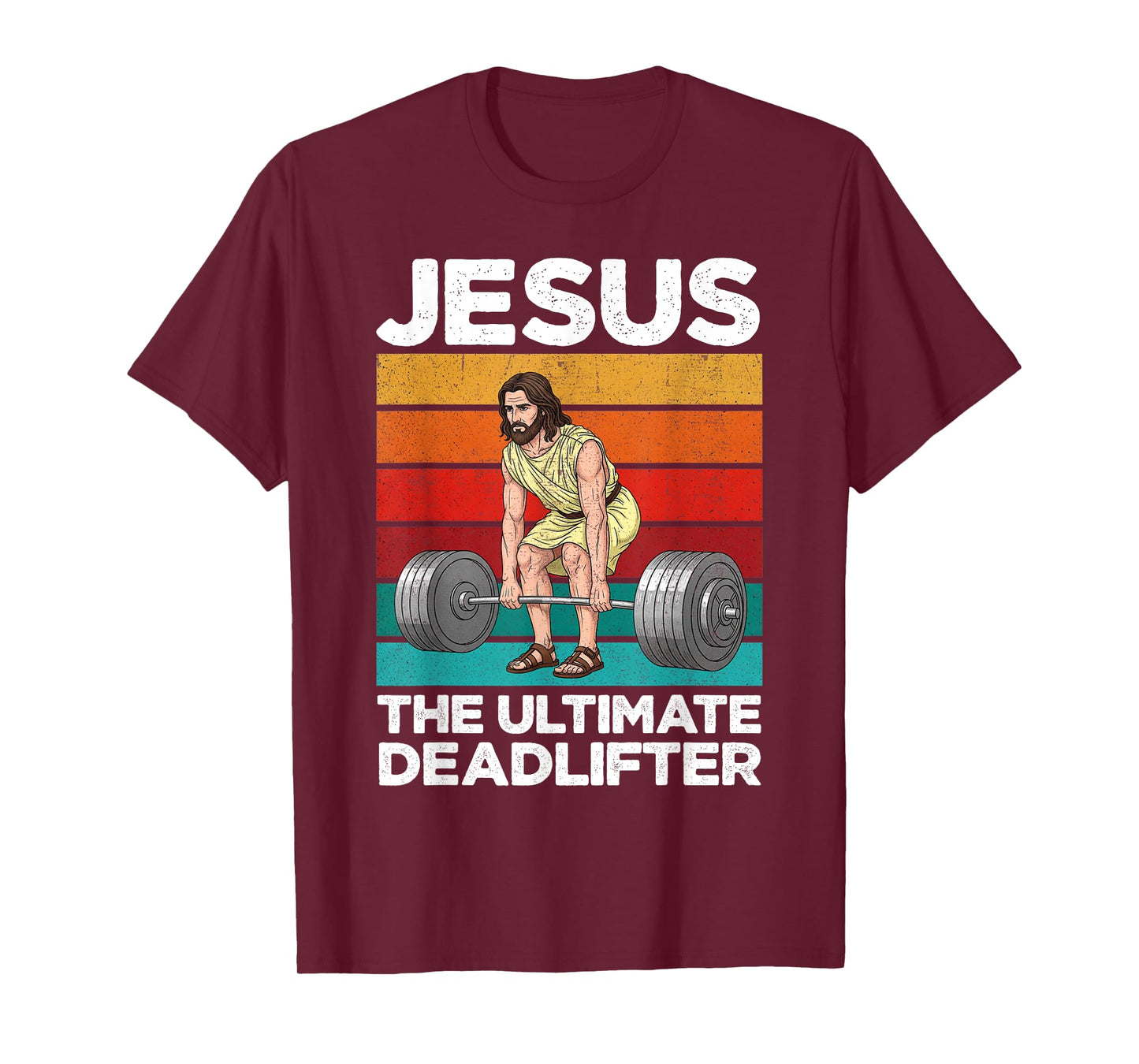Vintage Jesus The Ultimate Deadlifter Funny Gym Bodybuliding T-Shirt