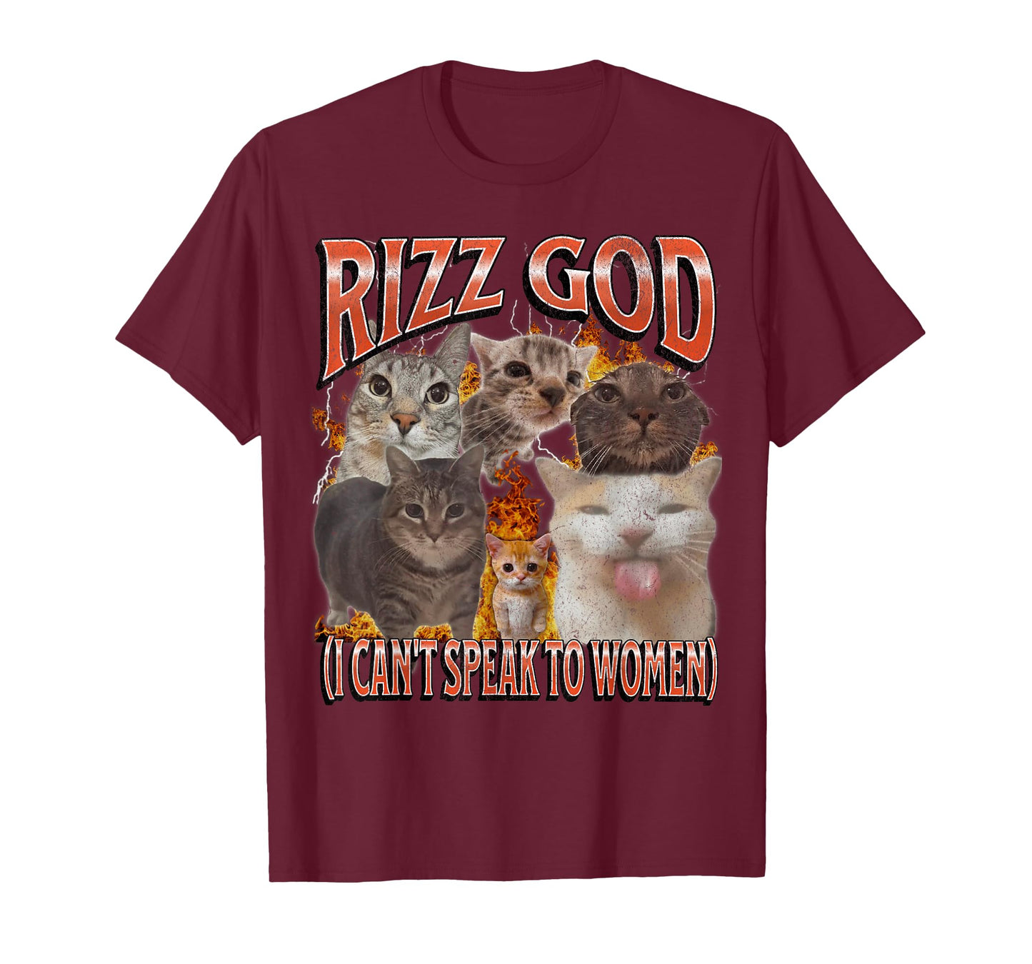 Rizz God I Can't Speak To Women Funny Cat Meme Bootleg T-Shirt