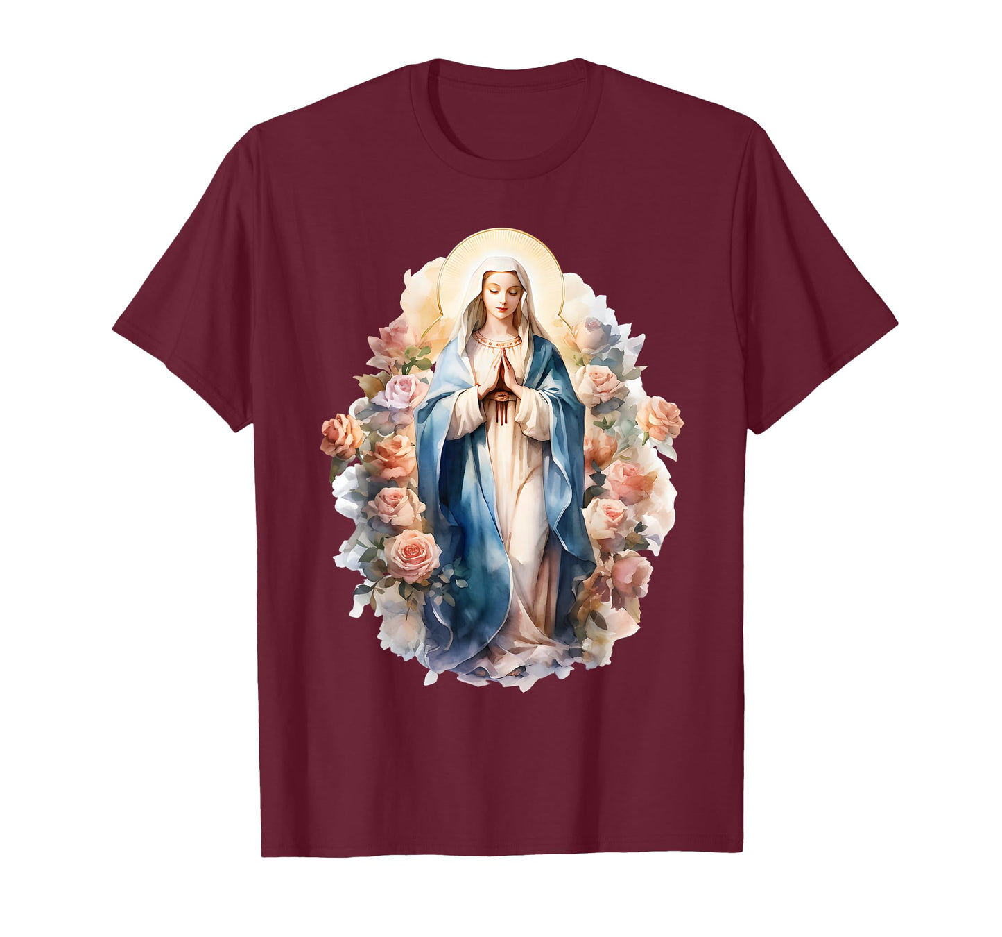 Blessed Mother Mary Mother of Jesus Roses Our Lady Catholic T-Shirt